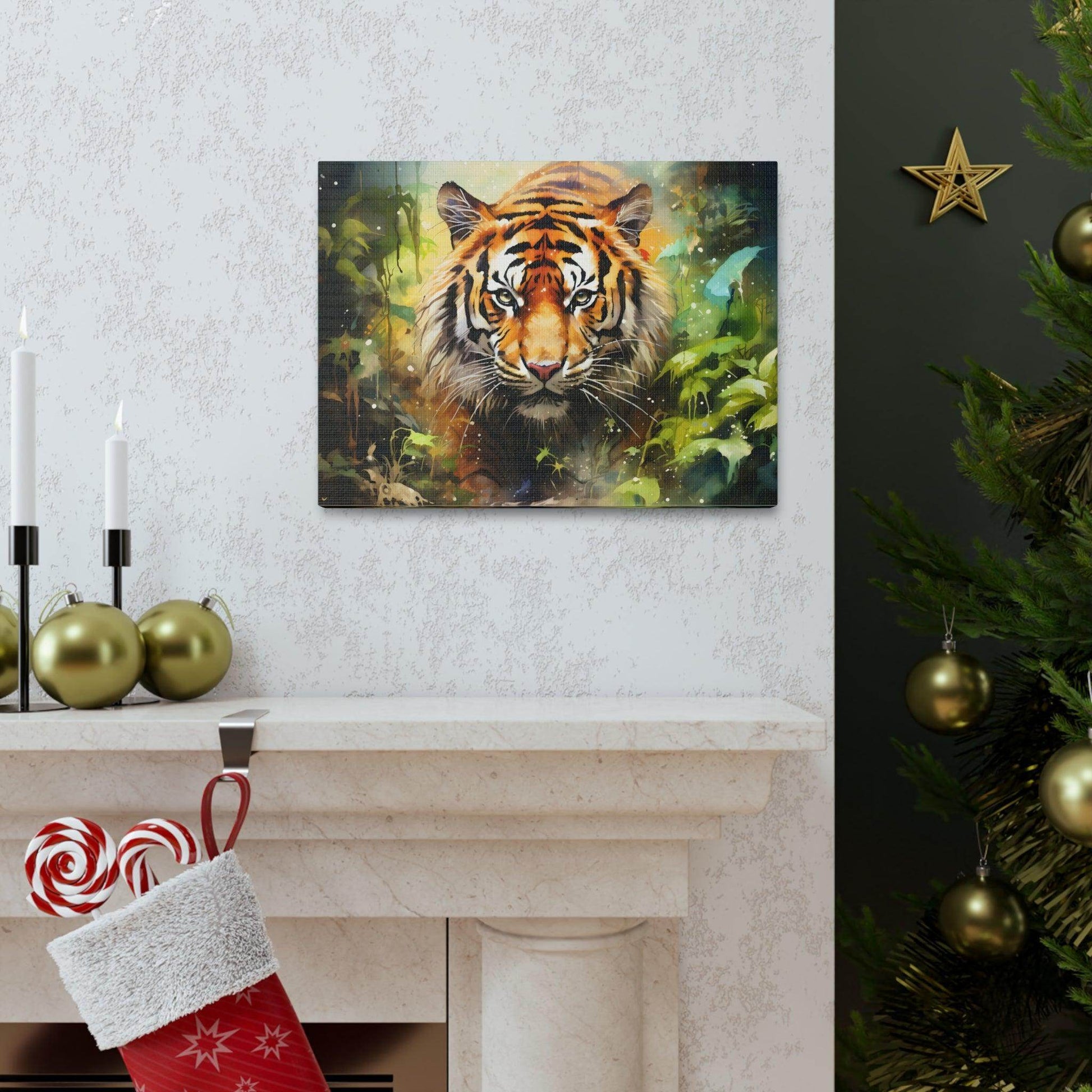 Watercolor Tiger In Nature Art Canvas Gallery Wraps Tiger Print Large Canvas Art Animal Wall Art minimalist Wall Art Lover Gift - Giftsmojo