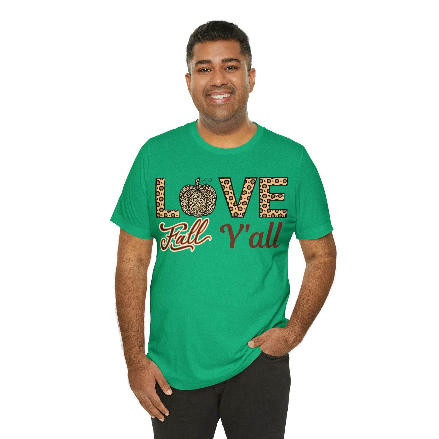 Leopard Print Love Fall Y'all Shirt, Pumpkin Shirt, Fall Shirt for Fall Lovers, Fall Gift - Giftsmojo