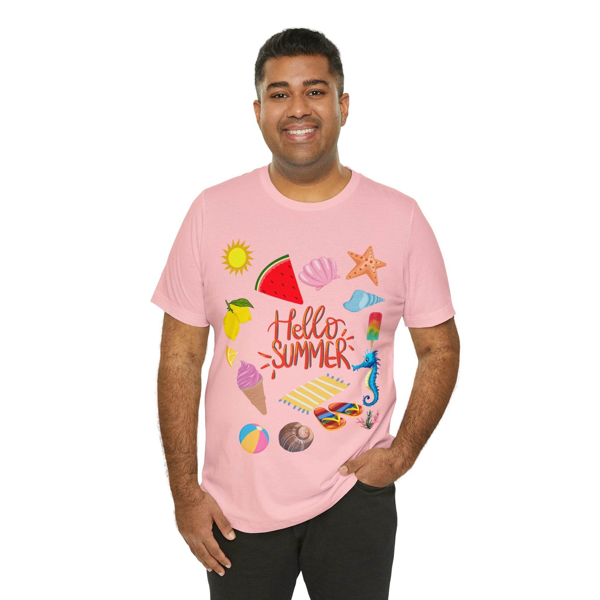 Hello Summer shirt, Summer shirts for women and men, Summer Casual Top Tee - Giftsmojo