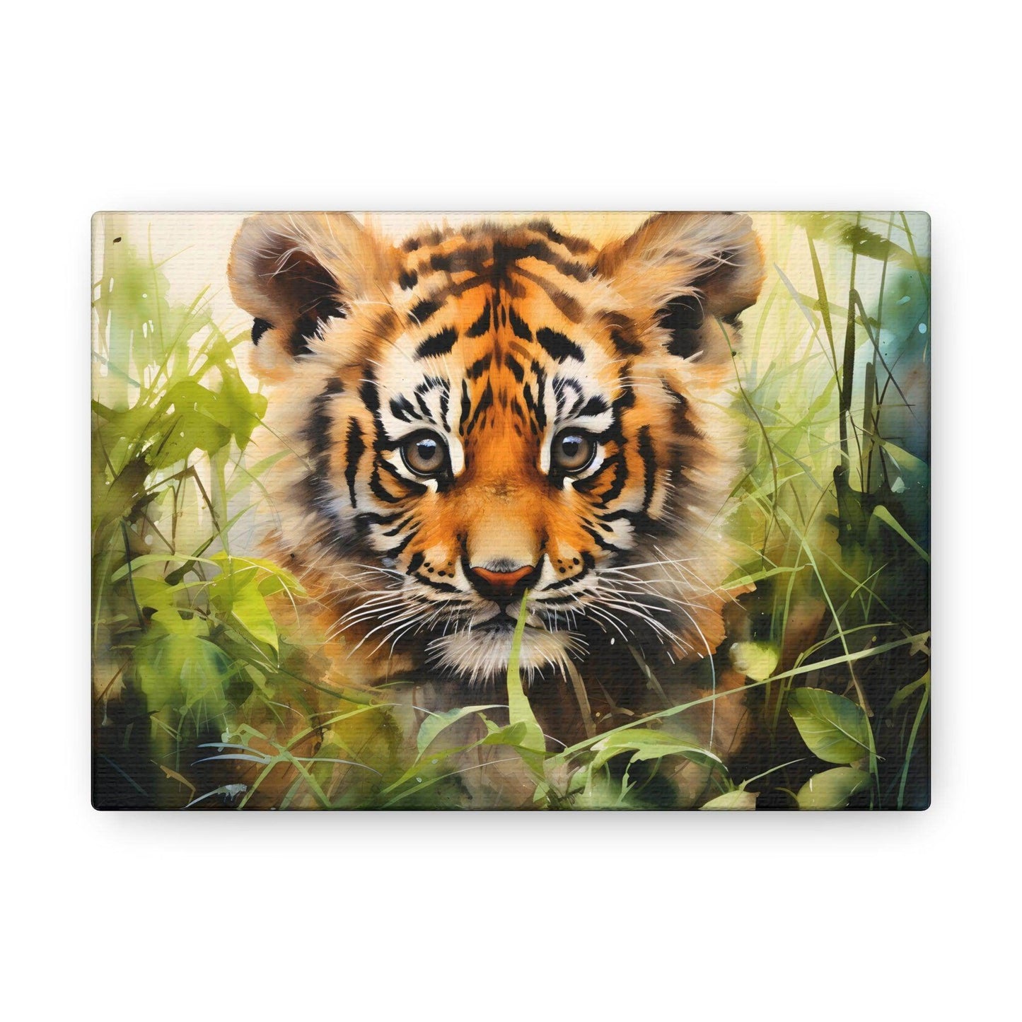 Watercolor Baby Tiger In Nature Art Canvas Gallery Wraps Tiger Print Large Canvas Art Animal Wall Art minimalist Wall Art Lover Gift - Giftsmojo