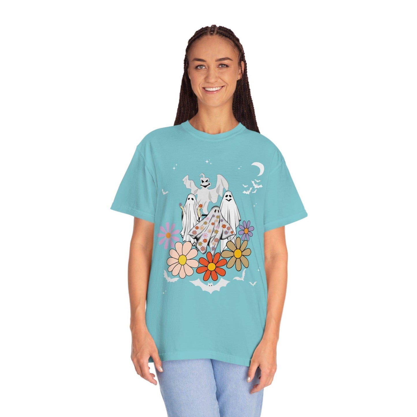 Floral Ghost Tshirt Retro Halloween Tshirt, Trick or Treat shirt, Vintage Shirt Halloween Shirt - Giftsmojo