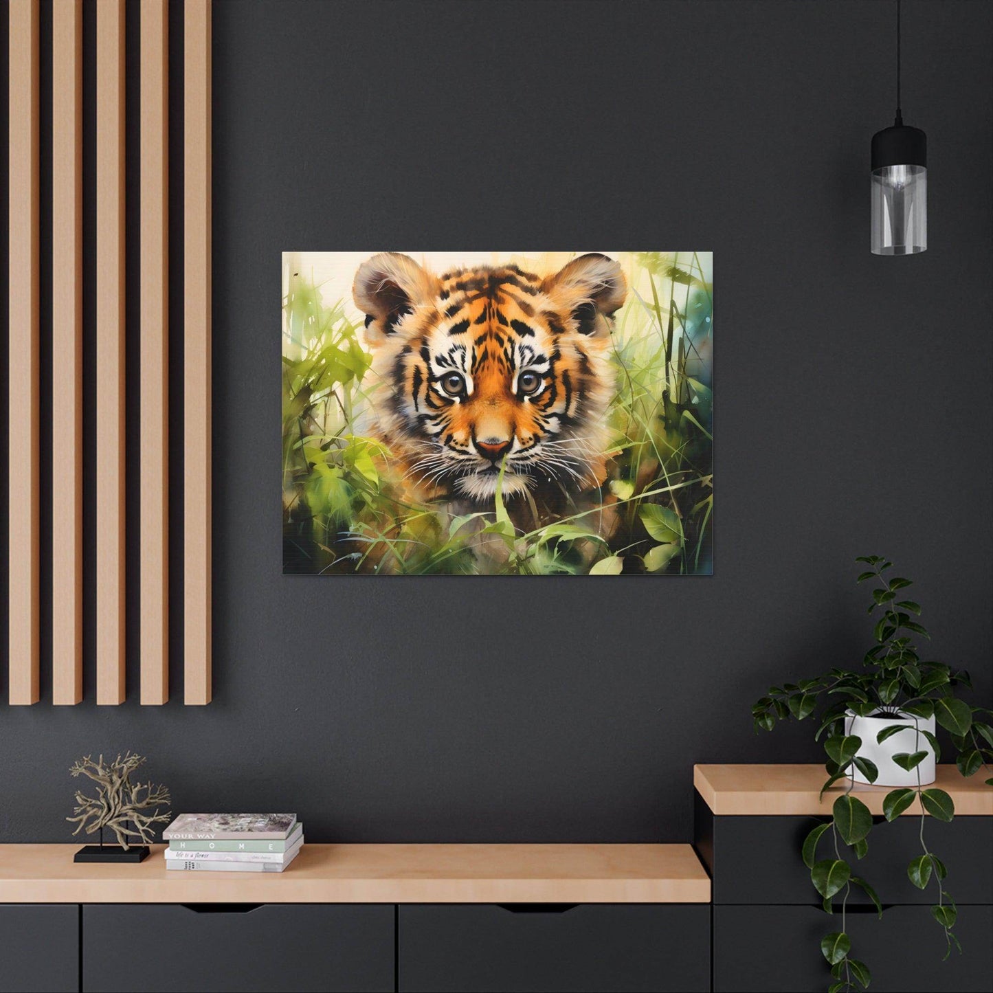 Watercolor Baby Tiger In Nature Art Canvas Gallery Wraps Tiger Print Large Canvas Art Animal Wall Art minimalist Wall Art Lover Gift - Giftsmojo