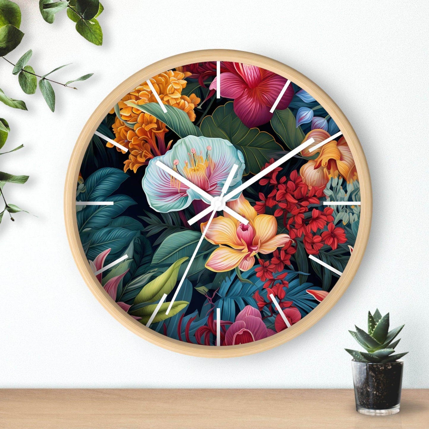 Wild Flower Wall Clock Flower Wall Clocks Home Clock Spring Clock Floral Clock Home Decor - Giftsmojo