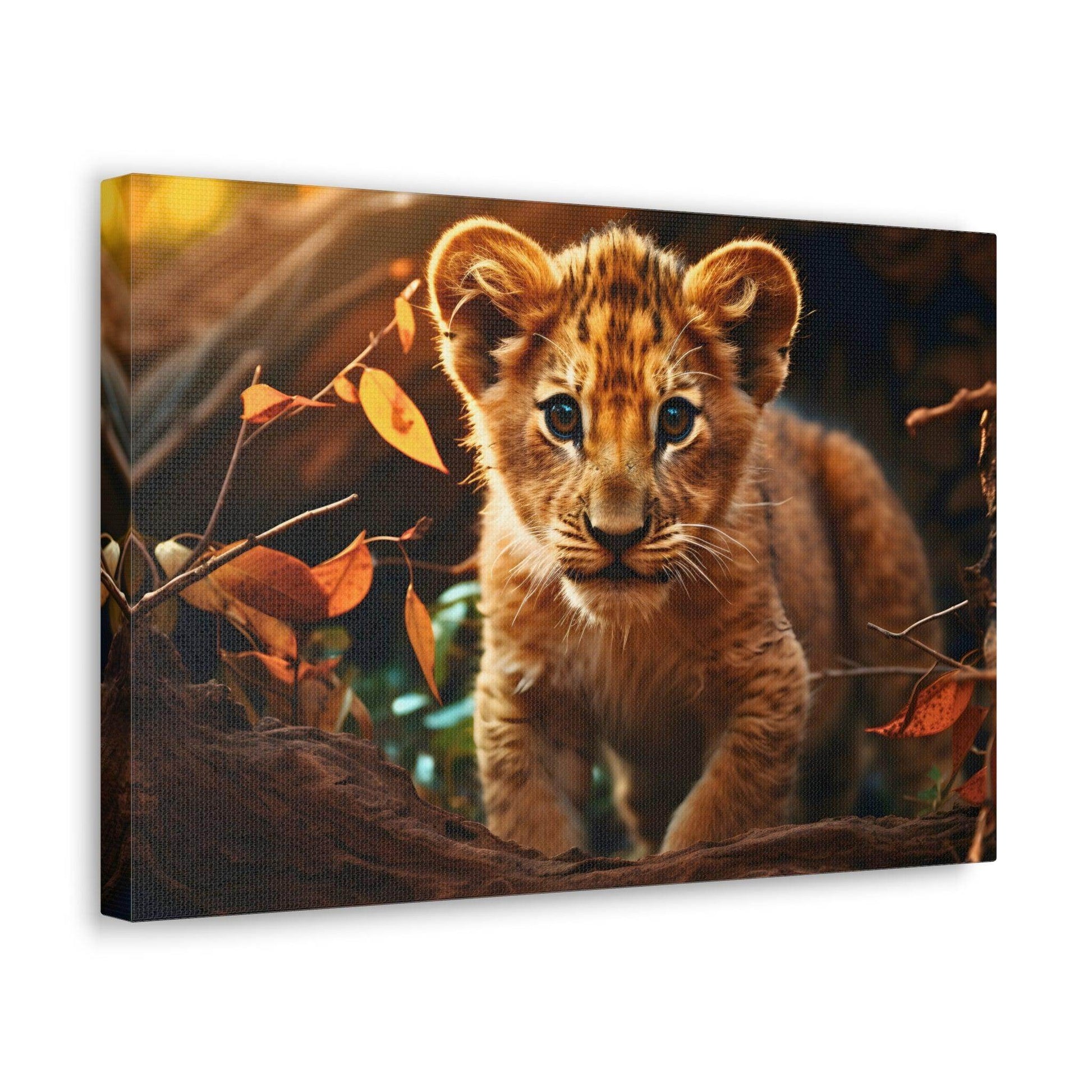 Baby Lion Cub Print Animal Nature Art Safari Nursery Canvas Gallery Wraps Baby Lion Print Large Canvas Art Animal Wall Art Lover Gift - Giftsmojo