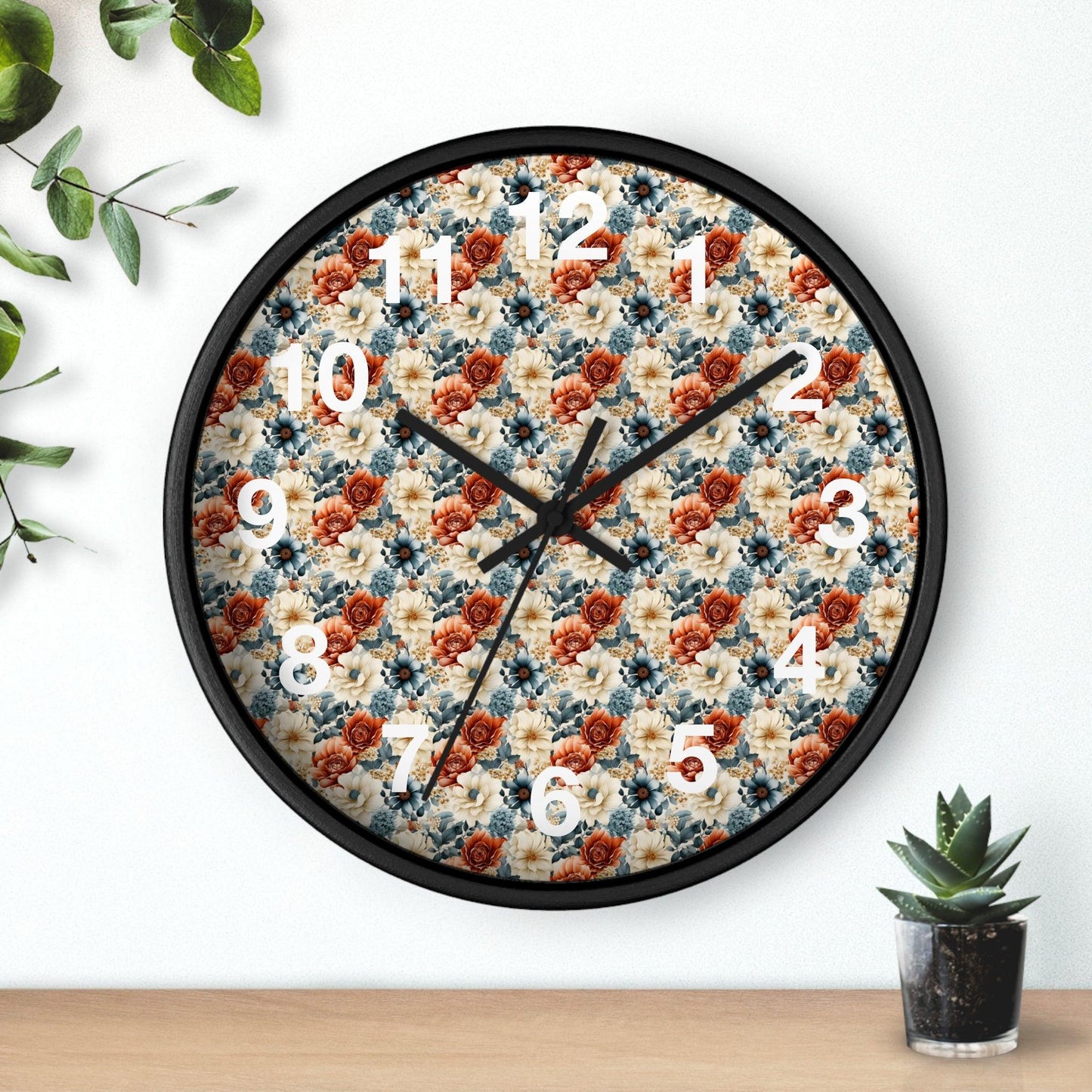 Vintage Flower Wall Clock Floral Wall Clock Kids Room Home Decor New Home House Warming Gift New Home Owner,