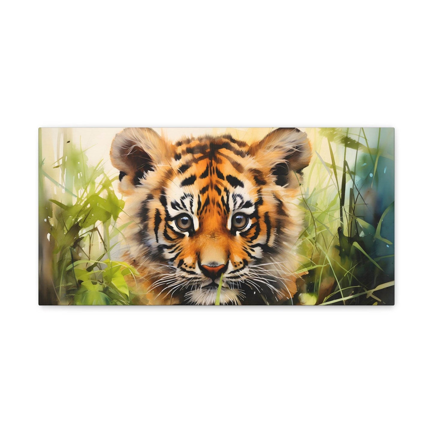 Watercolor Baby Tiger In Nature Art Canvas Gallery Wraps Tiger Print Large Canvas Art Animal Wall Art minimalist Wall Art Lover Gift - Giftsmojo