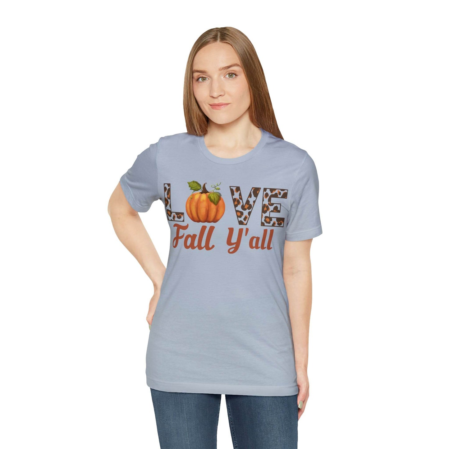 Leopard Print Love Fall Y'all Shirt, Pumpkin Shirt, Fall Shirt for Fall Lover, Fall gift - Giftsmojo