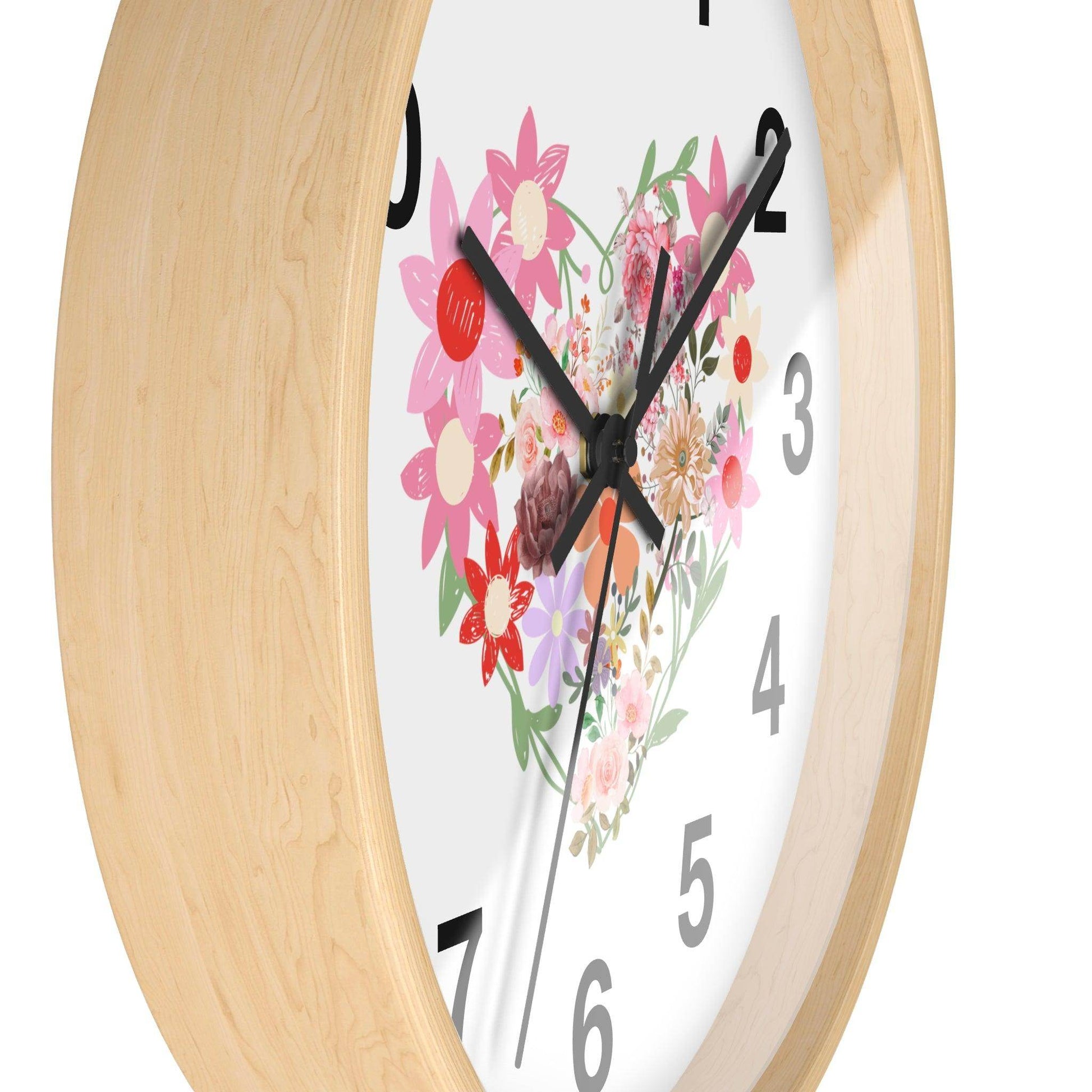 Flower wall clock, Flower Heart Wall clock, Floral Wall Clock, Home decor gift, House Warming gift, New Home Gift, Mom gift - Giftsmojo