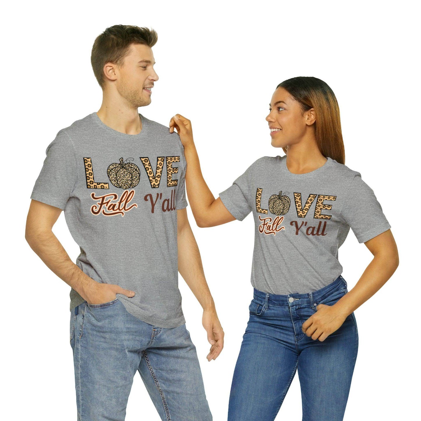 Leopard Print Love Fall Y'all Shirt, Pumpkin Shirt, Fall Shirt for Fall Lovers, Fall Gift - Giftsmojo