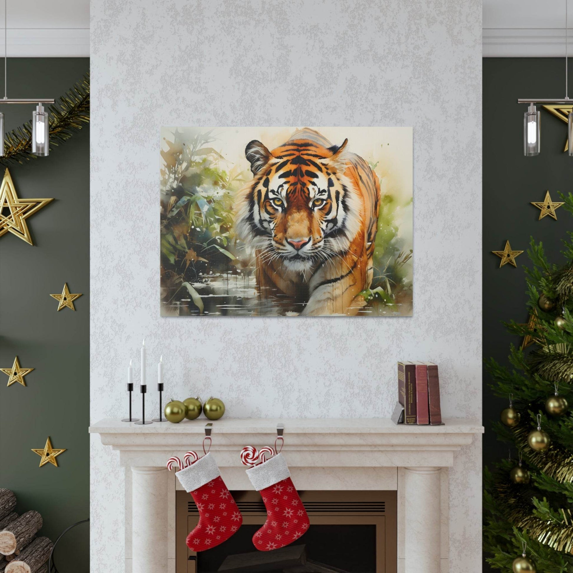 Watercolor Tiger In Nature Art Canvas Gallery Wraps Tiger Print Large Canvas Art Animal Wall Art minimalist Wall Art Lover Gift - Giftsmojo