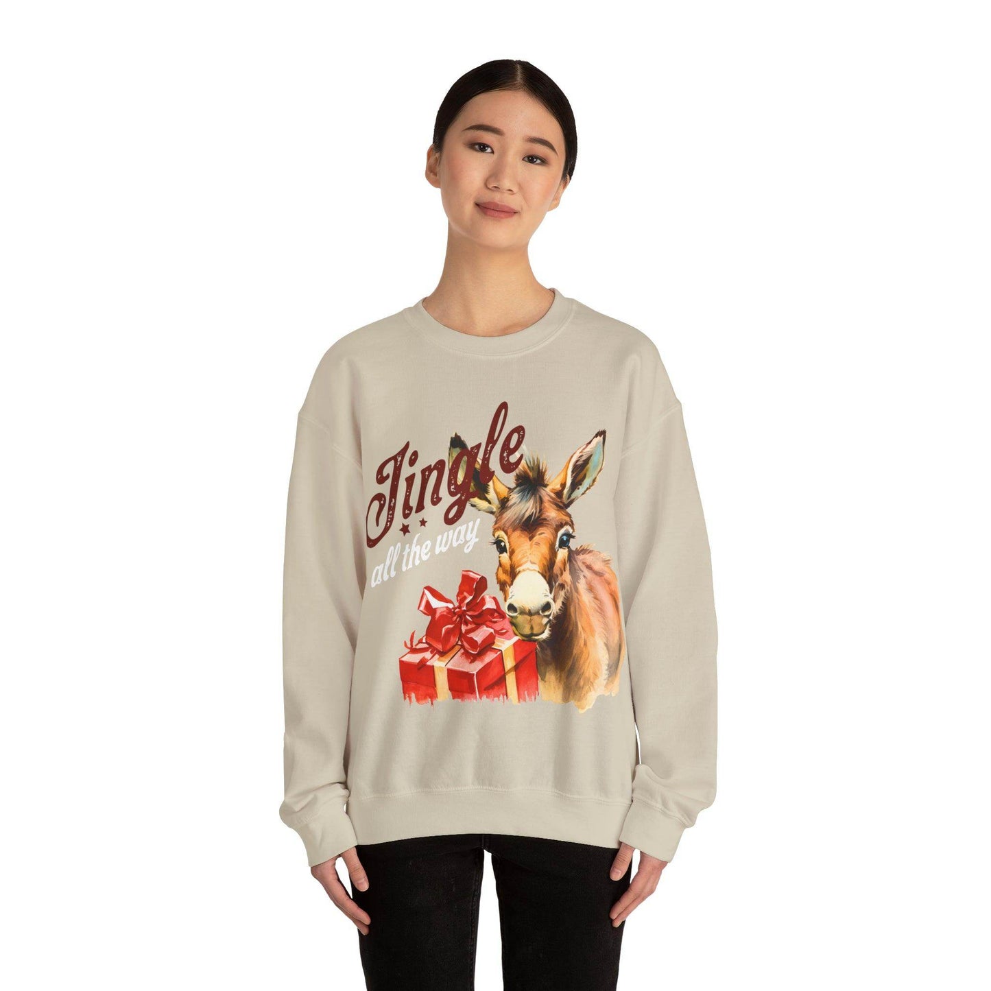 Jingle all the way Christmas Sweatshirt Christmas on The Farm Sweatshirt Christmas Farm Sweatshirt Christmas Sweater Trendy Christmas Shirt Farmers - Giftsmojo