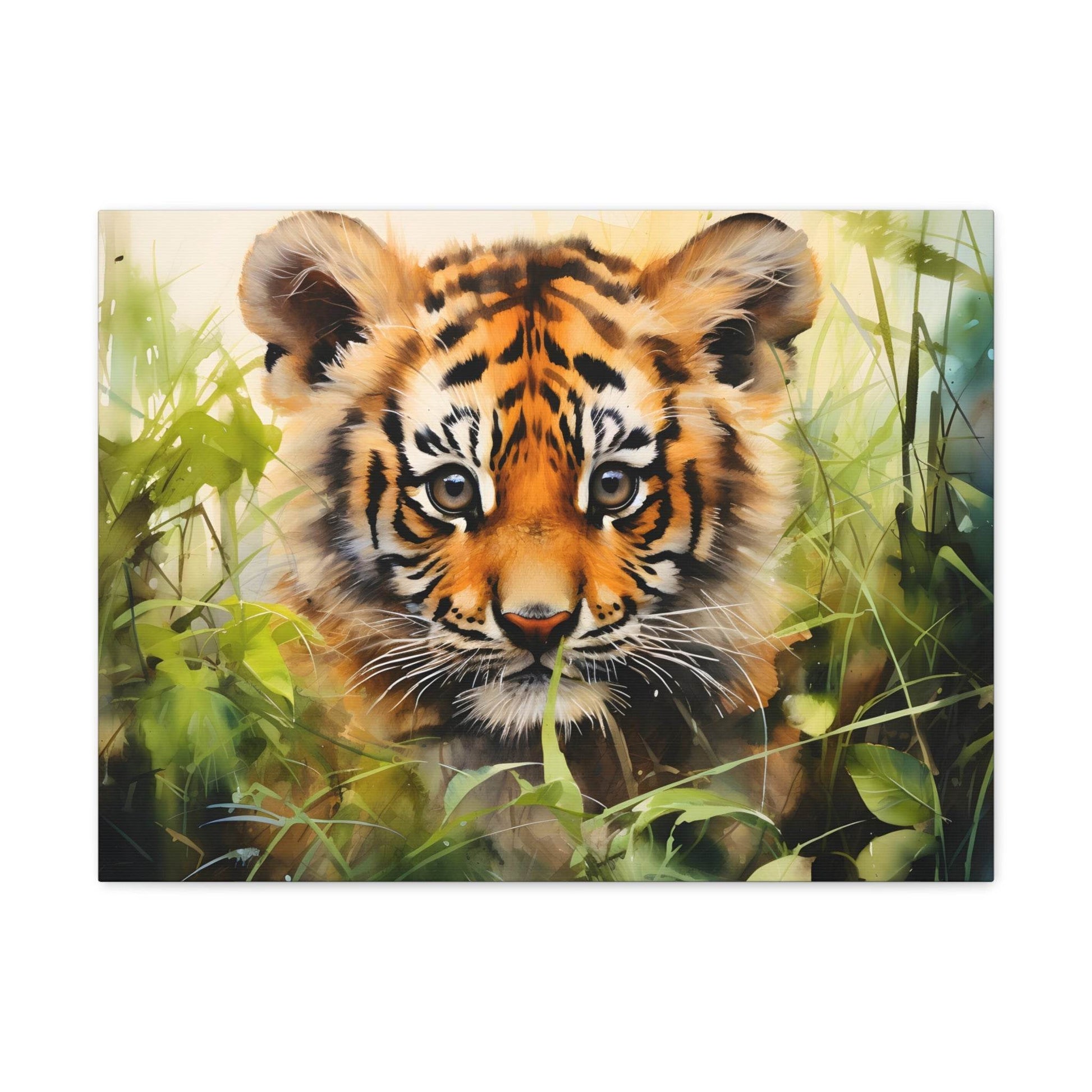 Watercolor Baby Tiger In Nature Art Canvas Gallery Wraps Tiger Print Large Canvas Art Animal Wall Art minimalist Wall Art Lover Gift - Giftsmojo