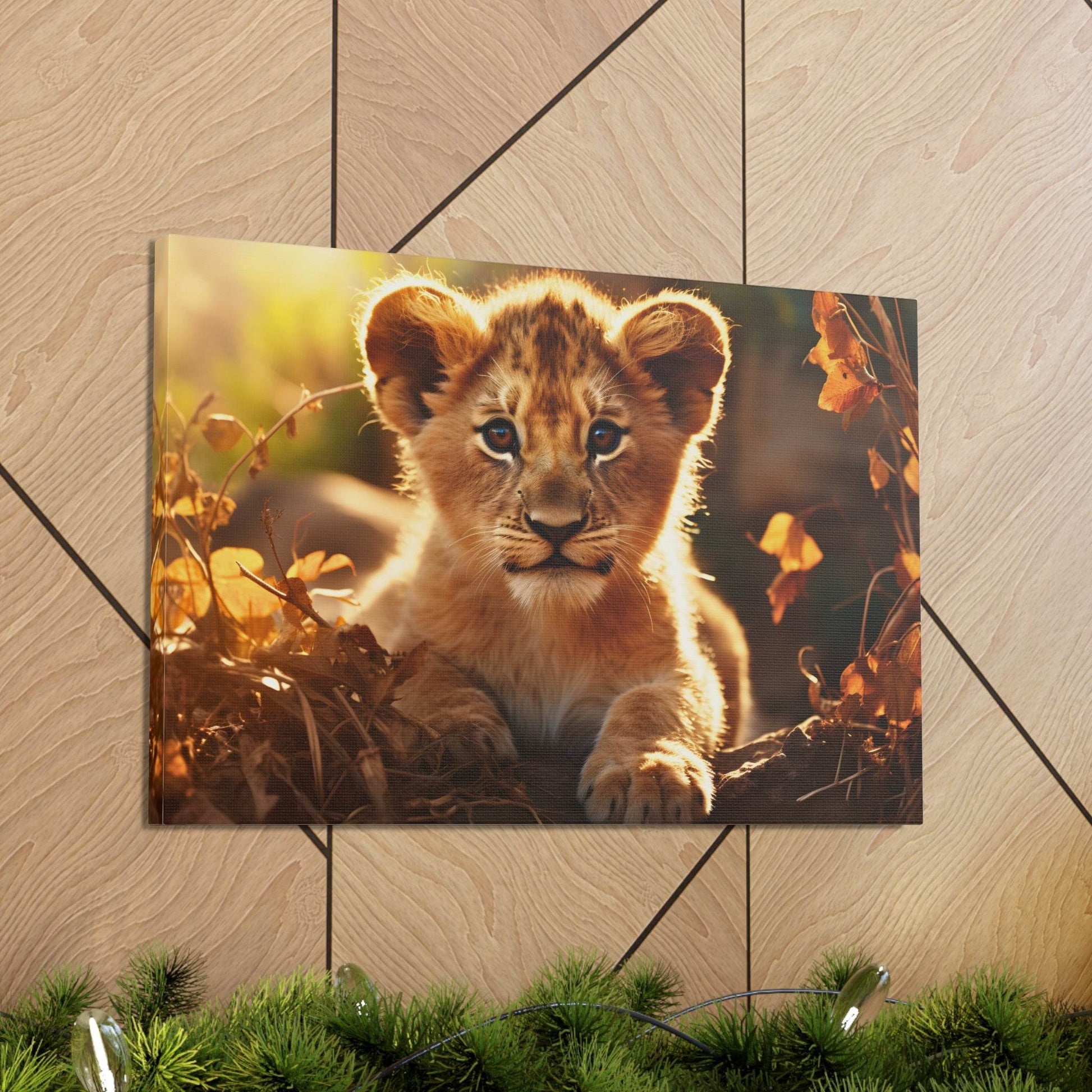 Baby Lion Cub Print Animal Nature Art Safari Nursery Canvas Gallery Wraps Baby Lion Print Large Canvas Art Animal Wall Art Lover Gift - Giftsmojo