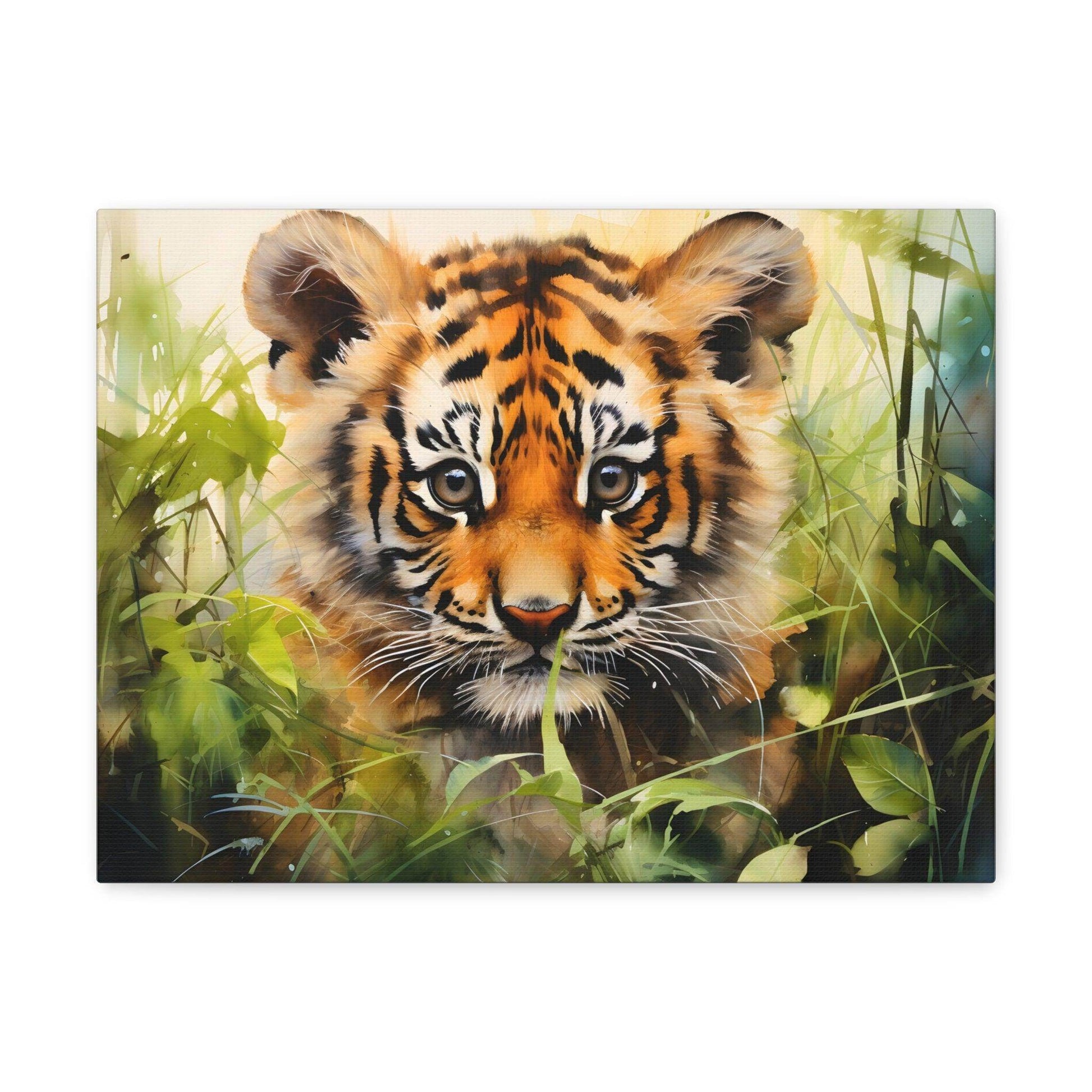 Watercolor Baby Tiger In Nature Art Canvas Gallery Wraps Tiger Print Large Canvas Art Animal Wall Art minimalist Wall Art Lover Gift - Giftsmojo