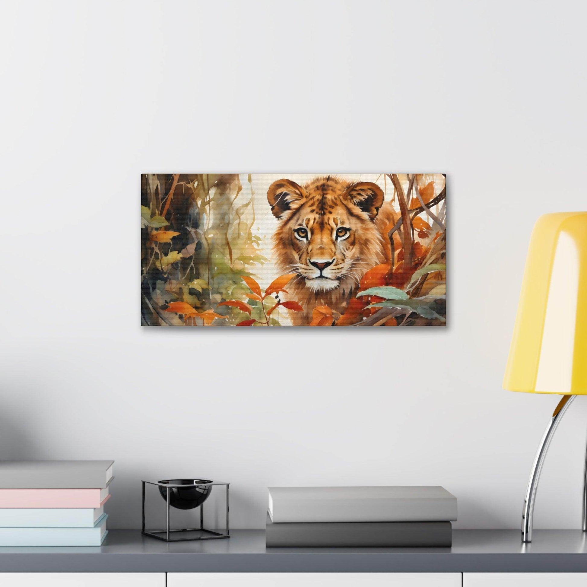 Watercolor Baby Lion In Nature Art Canvas Gallery Wraps Baby Lion Print Large Canvas Art Animal Wall Art minimalist Wall Art Lover Gift - Giftsmojo