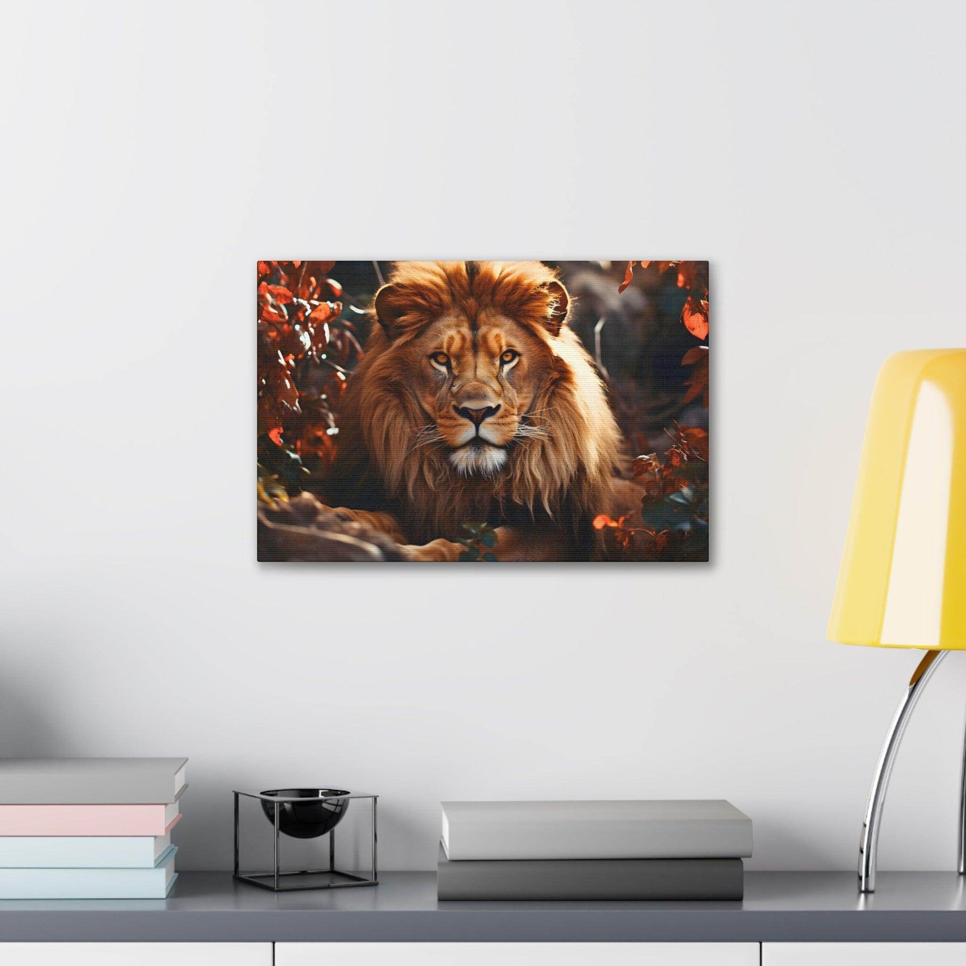 Lion In Nature Art Canvas Gallery Wraps Lion Print Large Canvas Art Animal Wall Art minimalist Wall Art Lover Gift - Giftsmojo