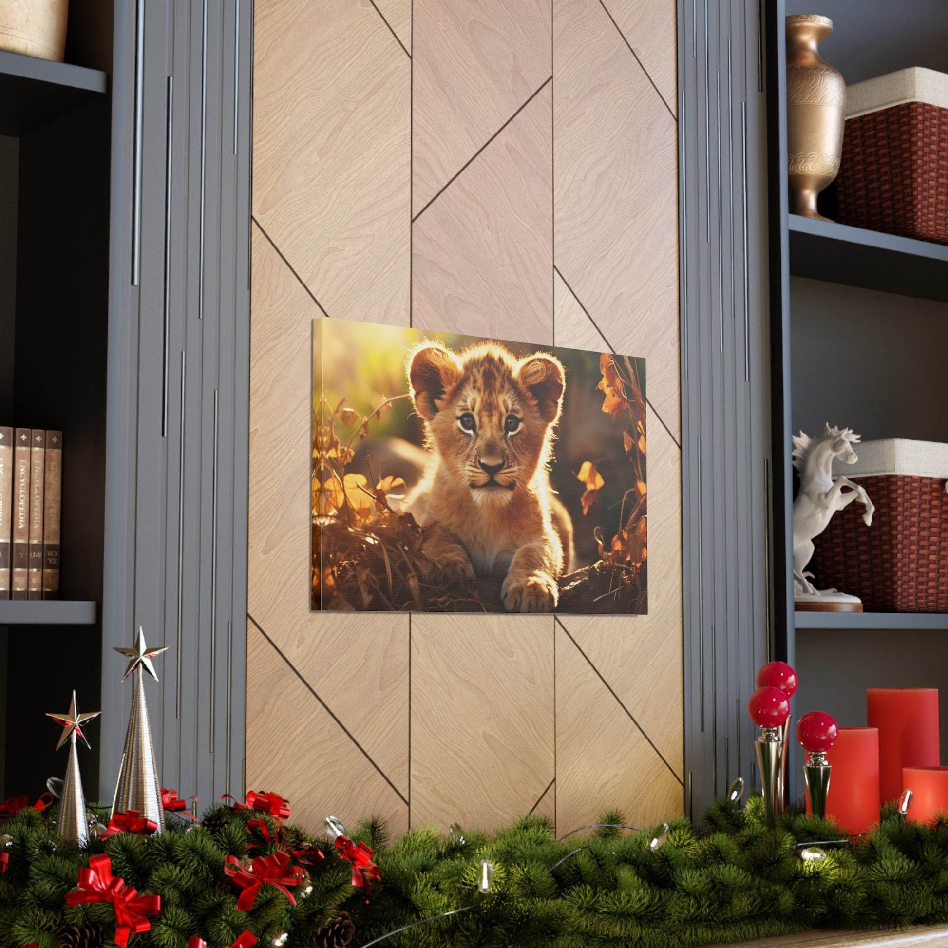 Baby Lion Cub Print Animal Nature Art Safari Nursery Canvas Gallery Wraps Baby Lion Print Large Canvas Art Animal Wall Art Lover Gift - Giftsmojo