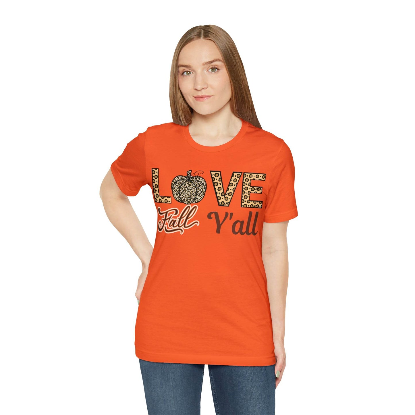 Leopard Print Love Fall Y'all Shirt, Pumpkin Shirt, Fall Shirt for Fall Lovers, Fall Gift - Giftsmojo