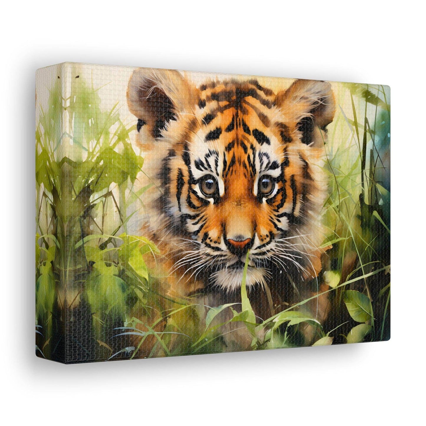 Watercolor Baby Tiger In Nature Art Canvas Gallery Wraps Tiger Print Large Canvas Art Animal Wall Art minimalist Wall Art Lover Gift - Giftsmojo