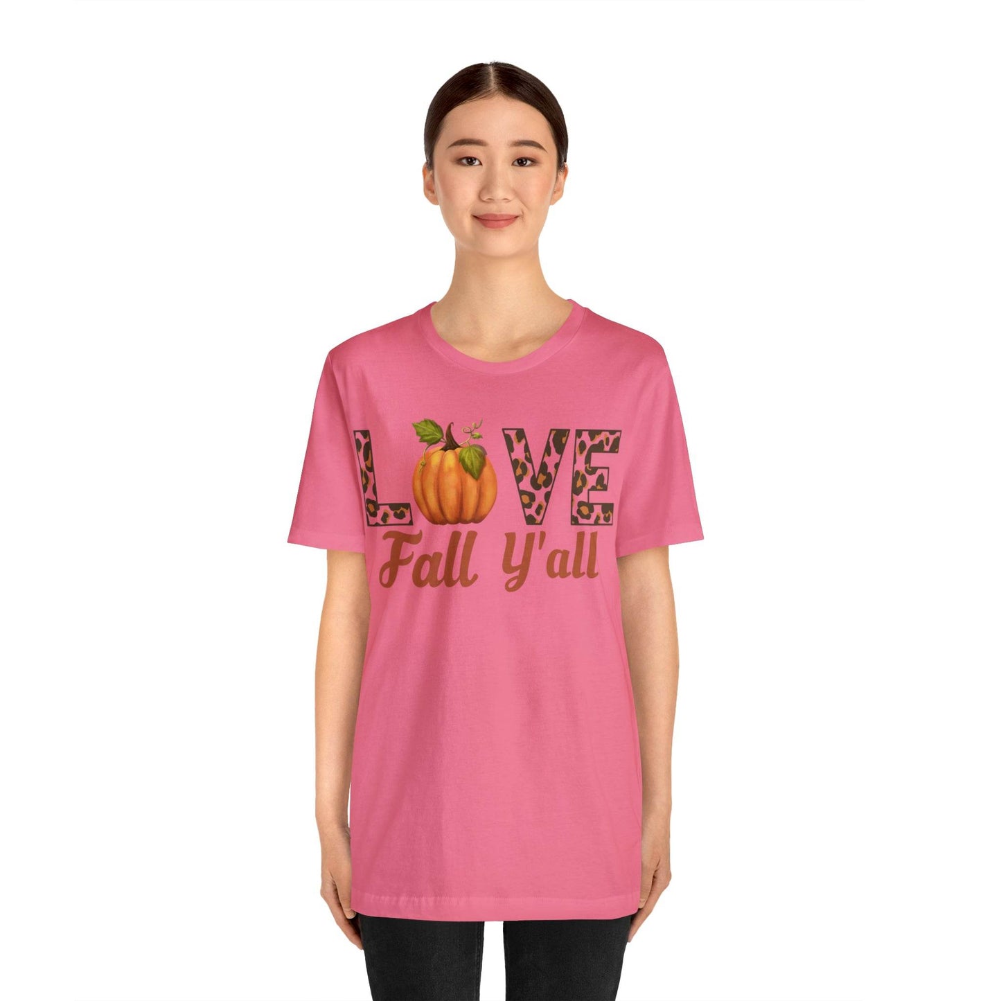 Leopard Print Love Fall Y'all Shirt, Pumpkin Shirt, Fall Shirt for Fall Lover, Fall gift - Giftsmojo