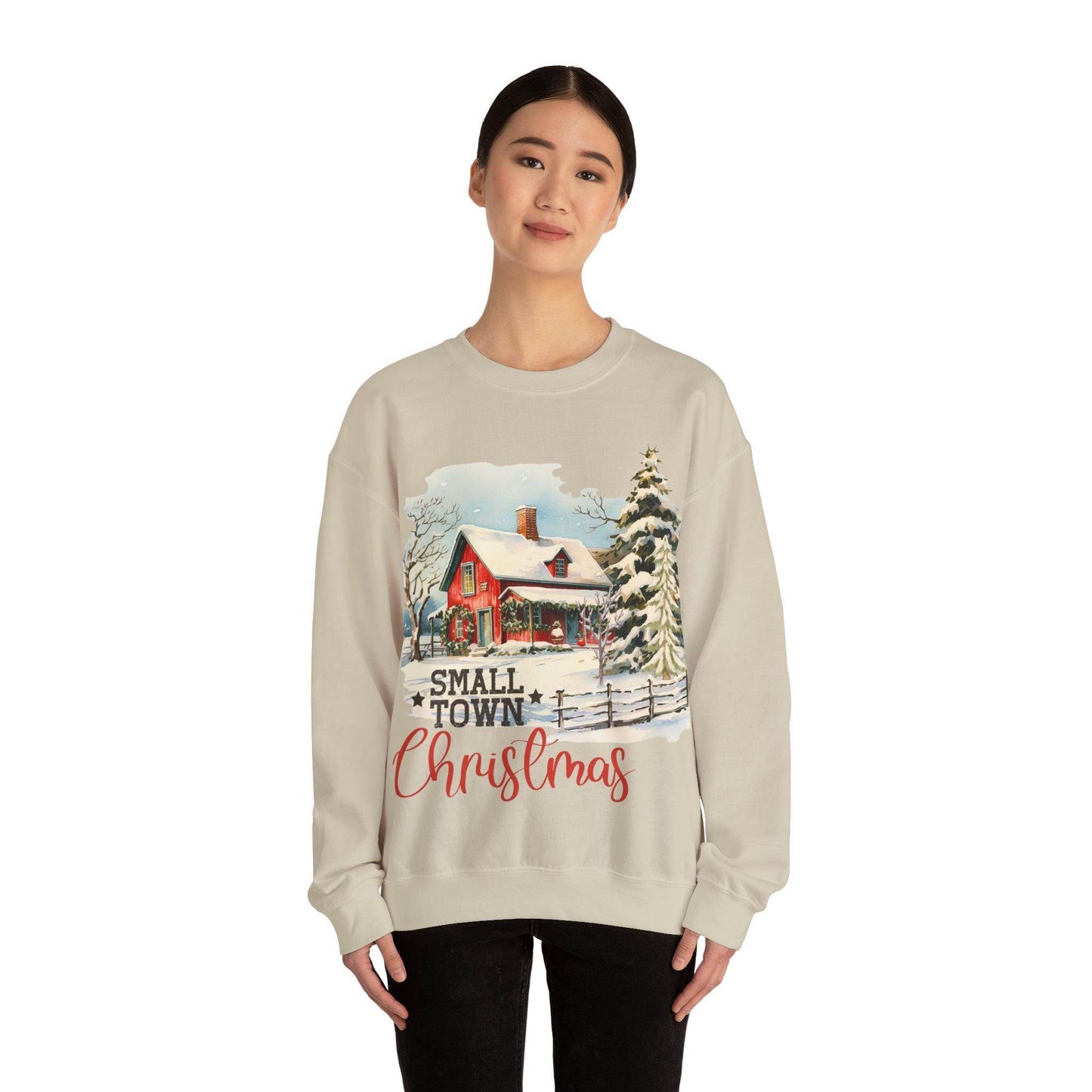 Small Town Christmas Sweatshirt Christmas on The Farm Sweatshirt Mooey Christmas Farm Sweatshirt Christmas Sweater Trendy Christmas Shirt Farmers - Giftsmojo