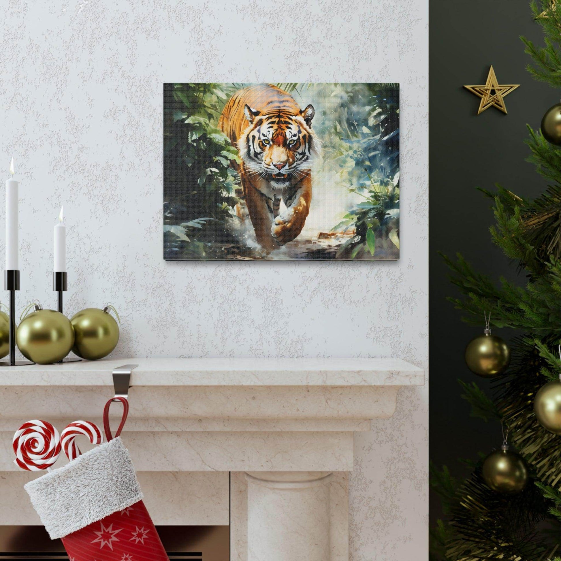 Watercolor Tiger In Nature Art Canvas Gallery Wraps Tiger Print Large Canvas Art Animal Wall Art minimalist Wall Art Lover Gift - Giftsmojo