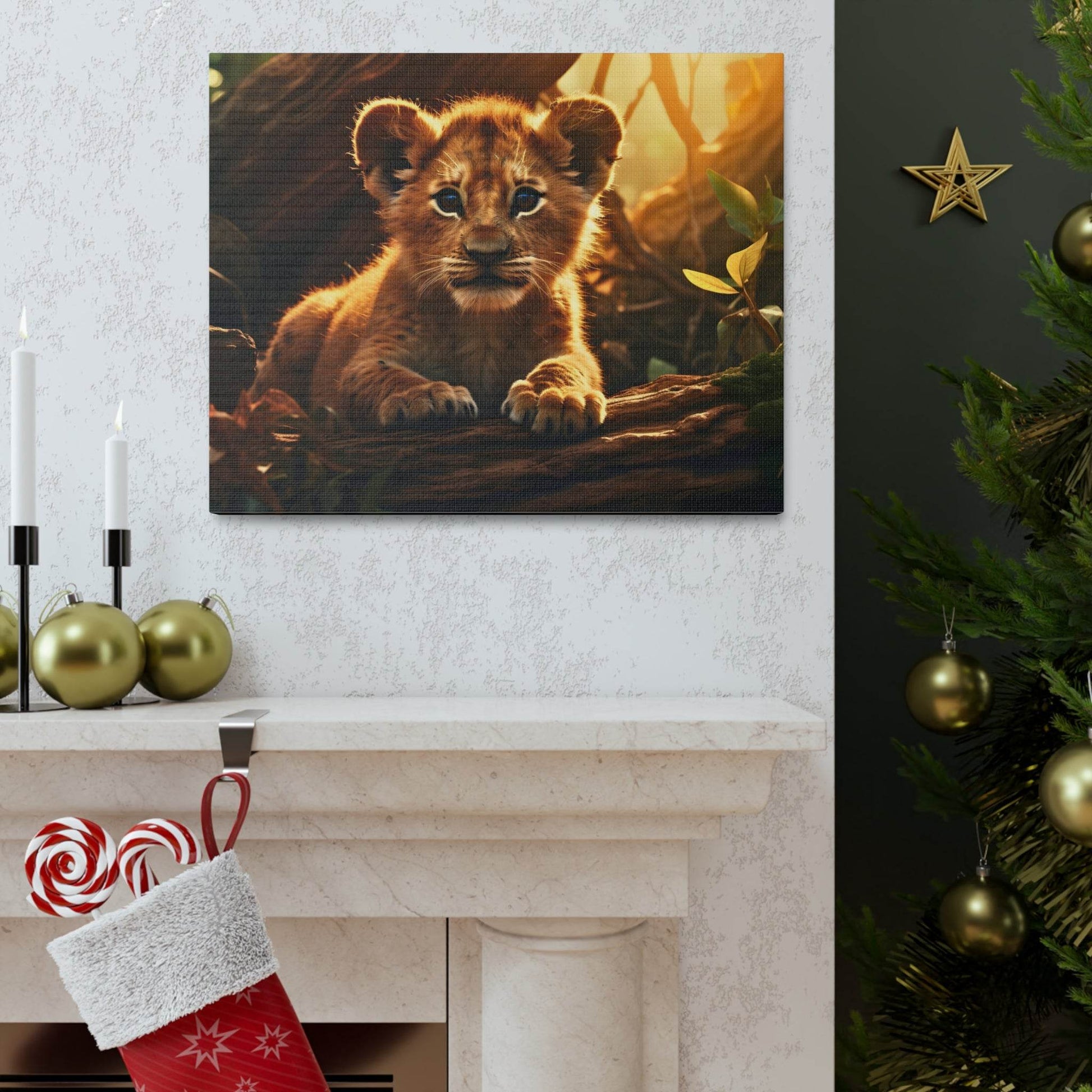 Baby Lion Cub Print Animal Nature Art Safari Nursery Canvas Gallery Wraps Baby Lion Print Large Canvas Art Animal Wall Art Lover Gift - Giftsmojo