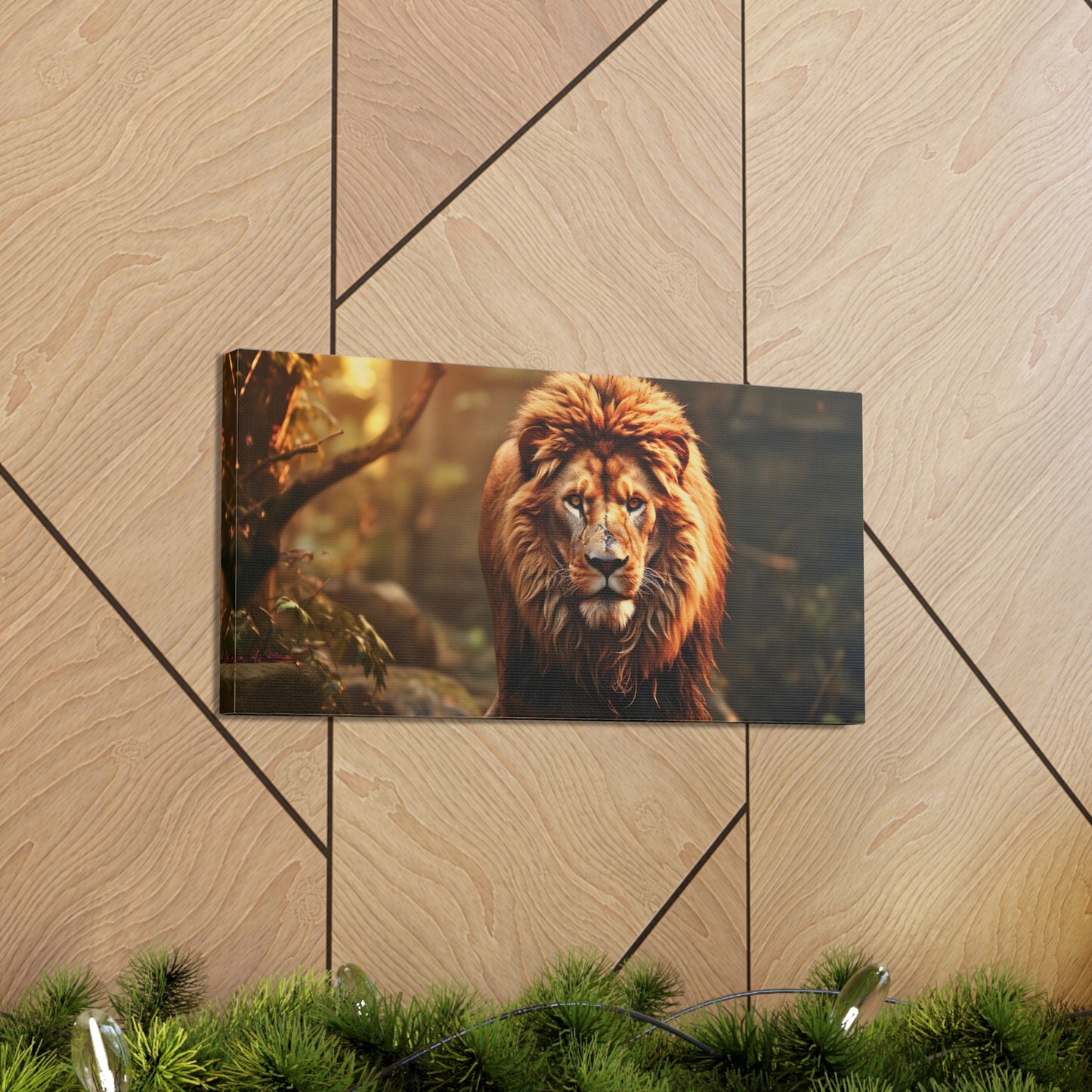 Wounded Lion In Nature Art Canvas Gallery Wraps Lion Print Large Canvas Art Animal Wall Art minimalist Wall Art Lover Gift
