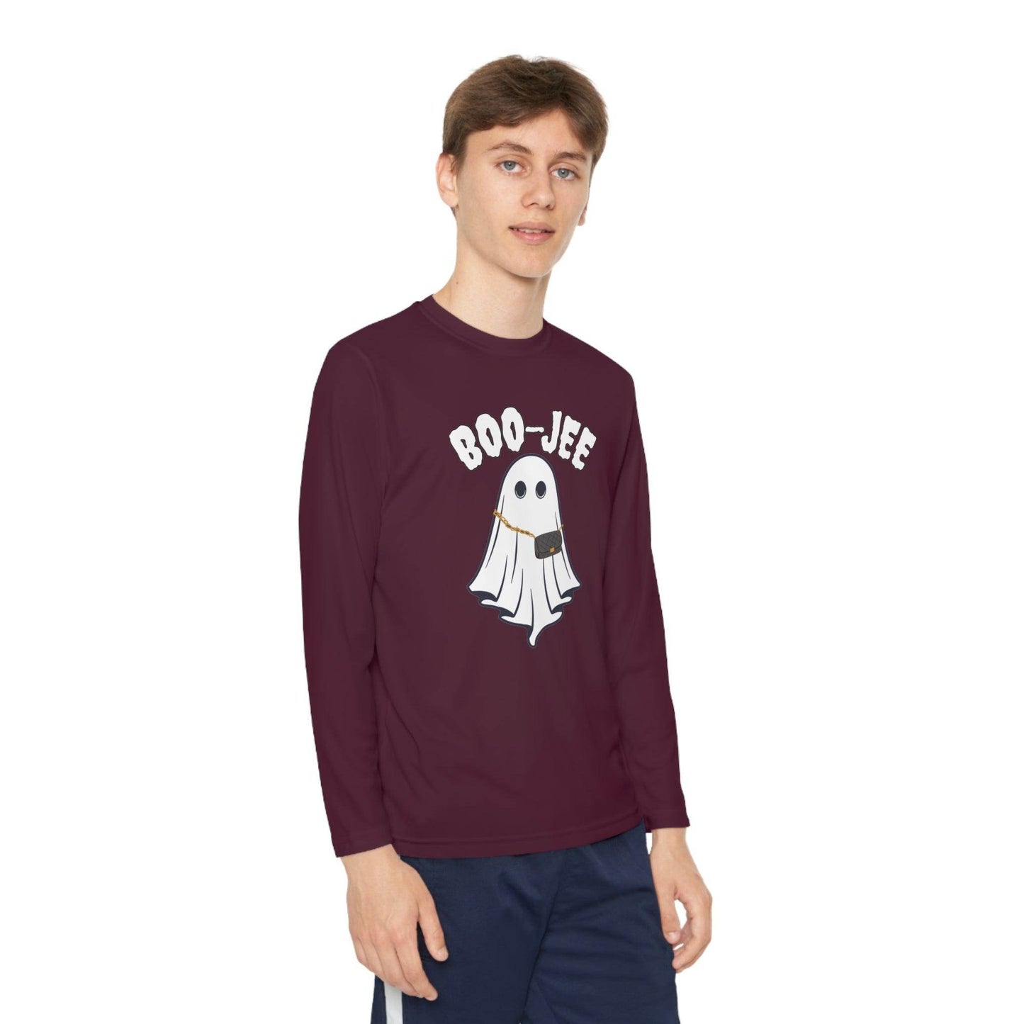 Boo-jee Youth Halloween Costume Long Sleeve Competitor Tee Boojee Halloween Boujee - Giftsmojo