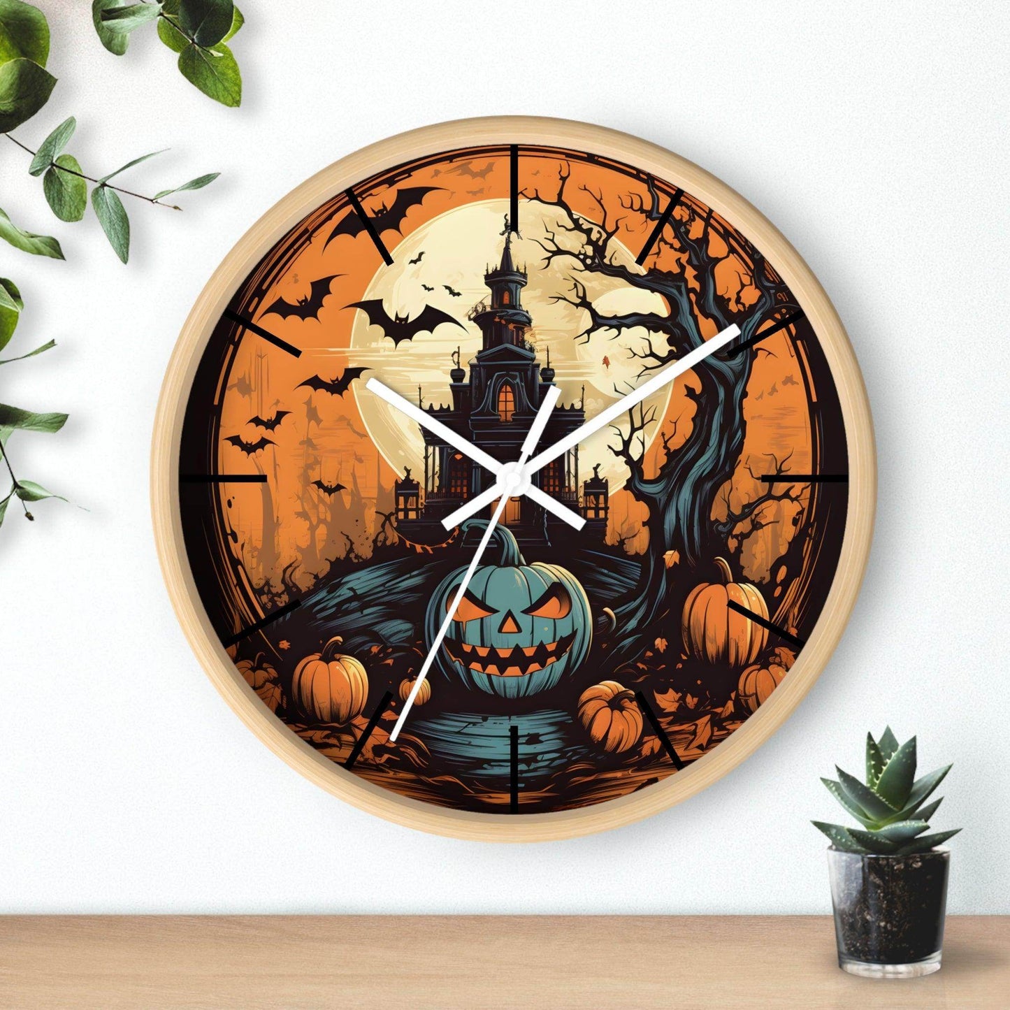Halloween Ghost Wall Clock Halloween Wall Clocks Halloween Clock Fall Clock Halloween Decor - Giftsmojo