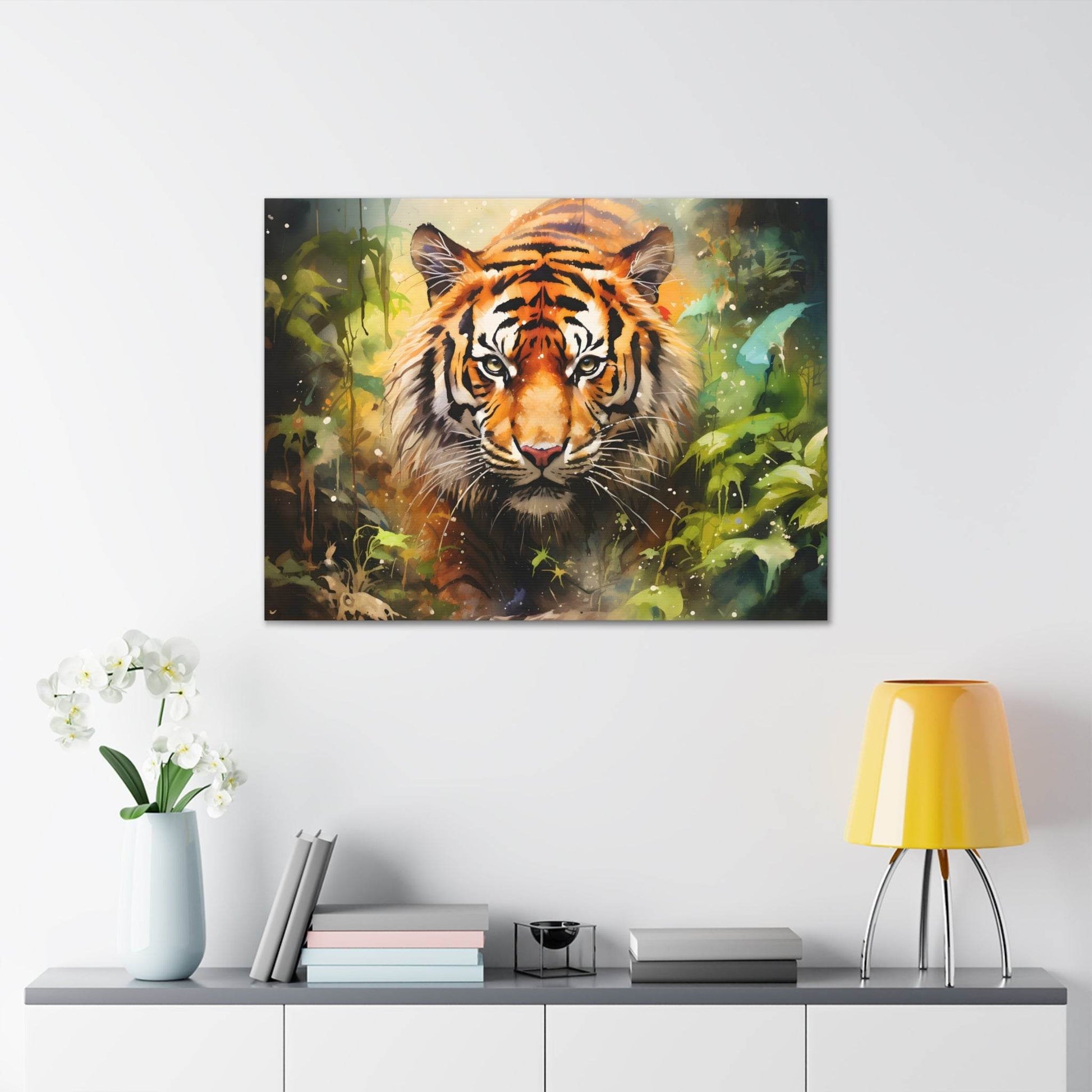 Watercolor Tiger In Nature Art Canvas Gallery Wraps Tiger Print Large Canvas Art Animal Wall Art minimalist Wall Art Lover Gift - Giftsmojo