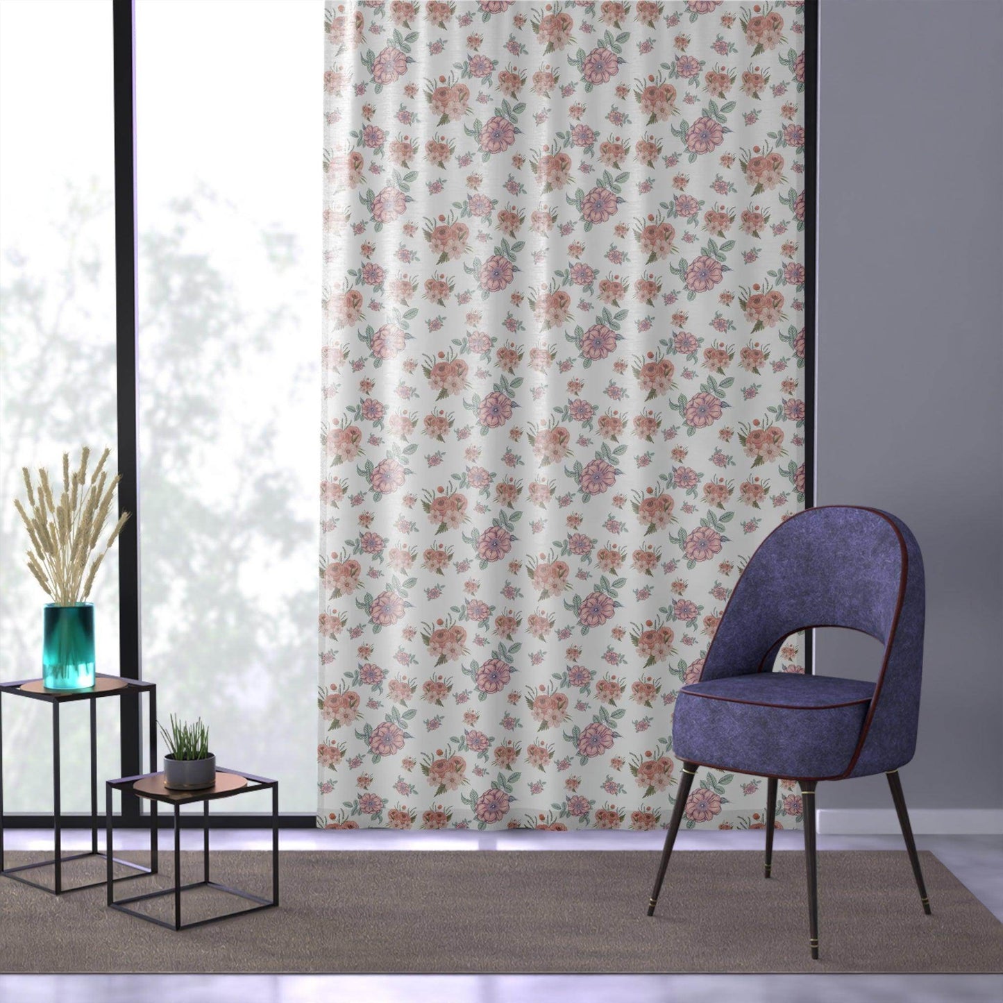 Floral curtain Boho curtain, Window curtain valence, Window treatment, farmhouse curtain window valence modern curtain vintage curtain sheer - Giftsmojo