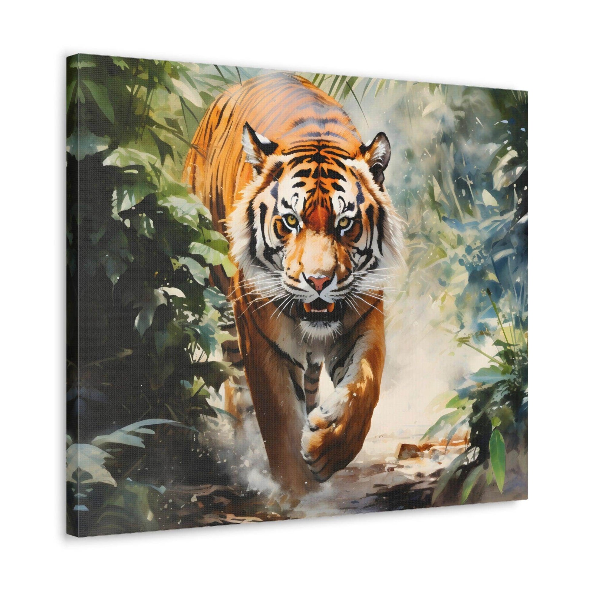 Watercolor Tiger In Nature Art Canvas Gallery Wraps Tiger Print Large Canvas Art Animal Wall Art minimalist Wall Art Lover Gift - Giftsmojo