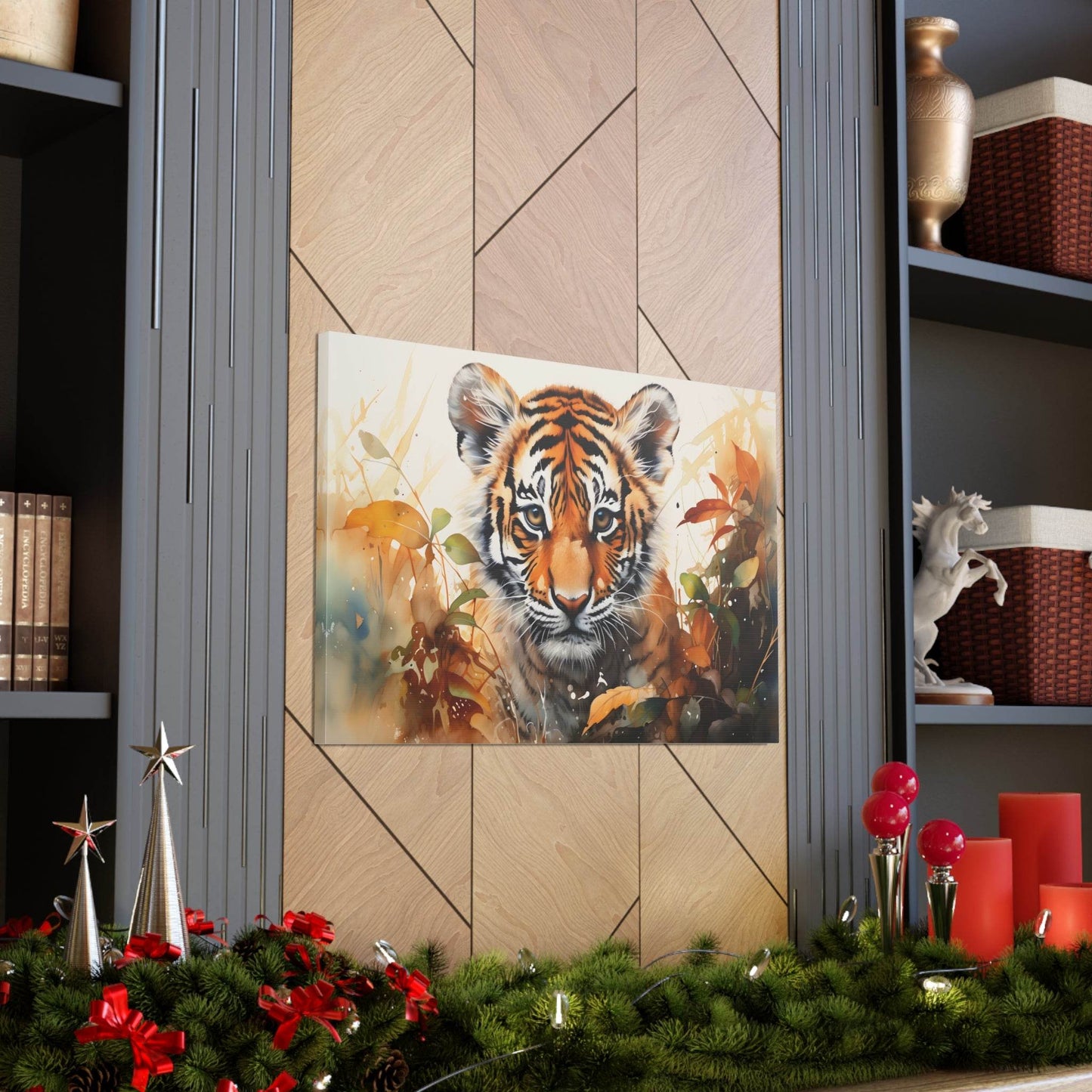 Watercolor Baby Tiger In Nature Art Canvas Gallery Wraps Tiger Print Large Canvas Art Animal Wall Art minimalist Wall Art Lover Gift - Giftsmojo