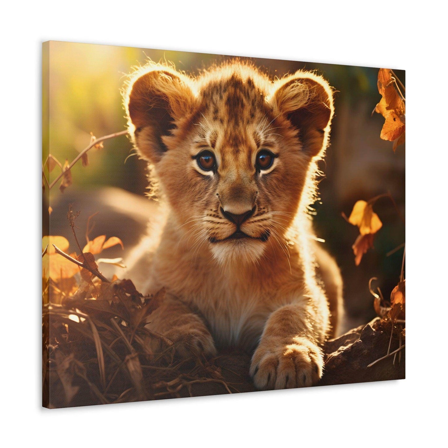 Baby Lion Cub Print Animal Nature Art Safari Nursery Canvas Gallery Wraps Baby Lion Print Large Canvas Art Animal Wall Art Lover Gift - Giftsmojo