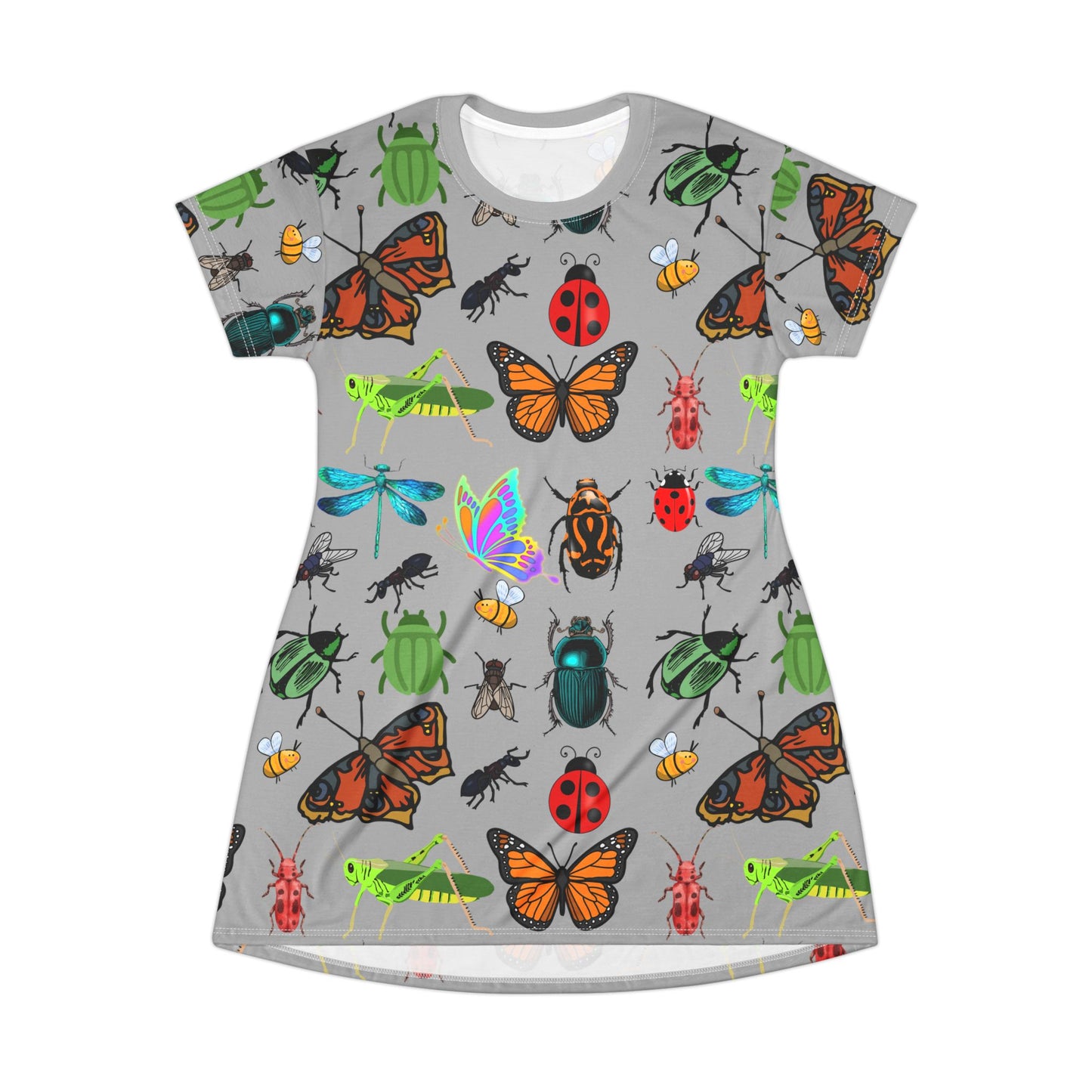 Bug T-Shirt Dress - Unique Insect Print