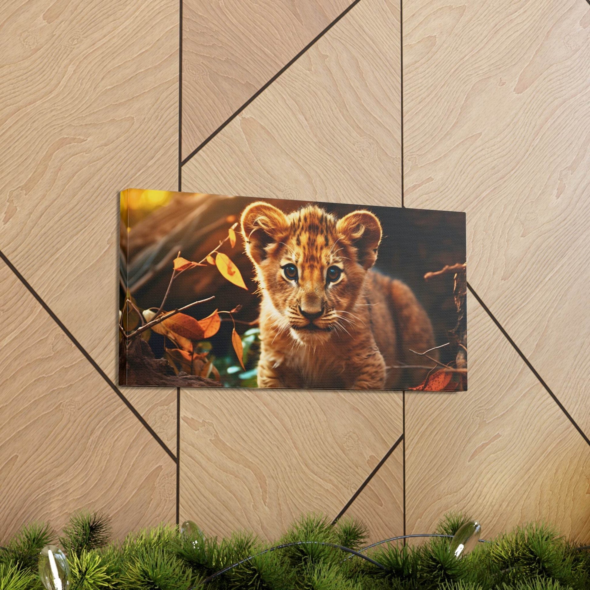 Baby Lion Cub Print Animal Nature Art Safari Nursery Canvas Gallery Wraps Baby Lion Print Large Canvas Art Animal Wall Art Lover Gift - Giftsmojo