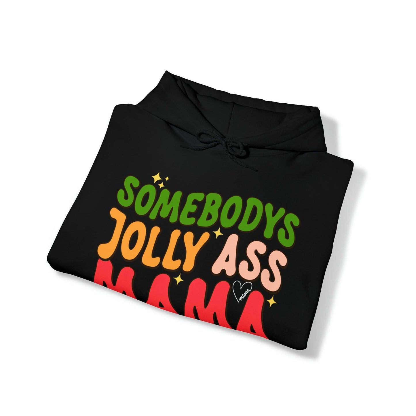 Funny Groovy Retro Christmas - Somebodys Jolly Ass MAMA Christmas Hooded Sweatshirt - Giftsmojo