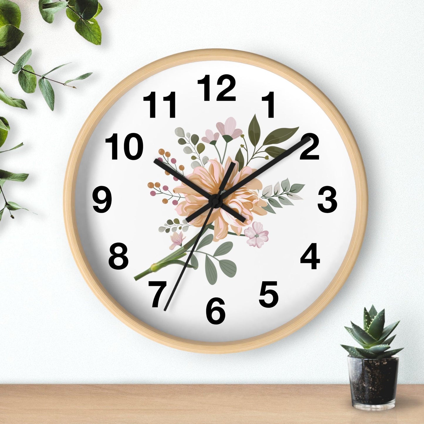 Flower Wall Clock Floral Wall Clock Home Decor Gift House Warming Gift - Mom Gift Unique Gift Farmhouse Clocks For Wall Living Room Bedroom