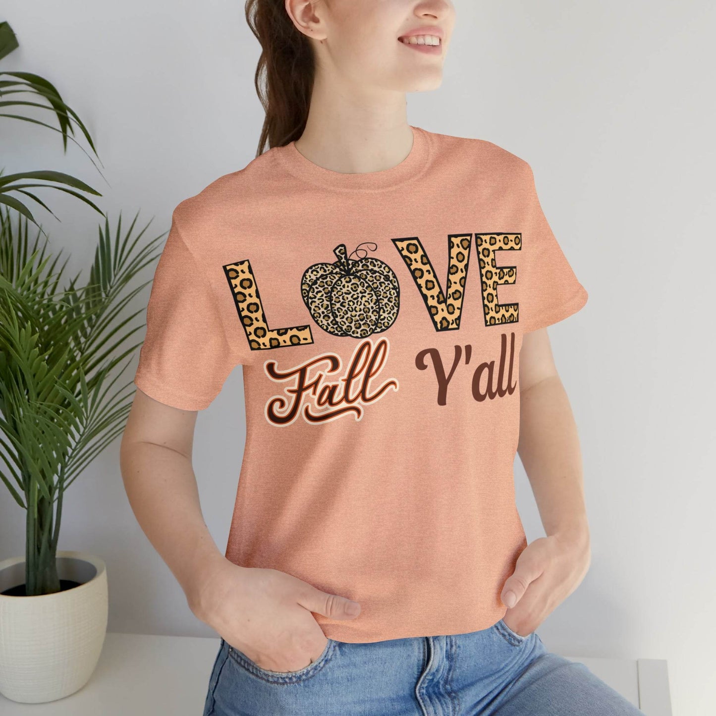 Leopard Print Love Fall Y'all Shirt, Pumpkin Shirt, Fall Shirt for Fall Lovers, Fall Gift - Giftsmojo