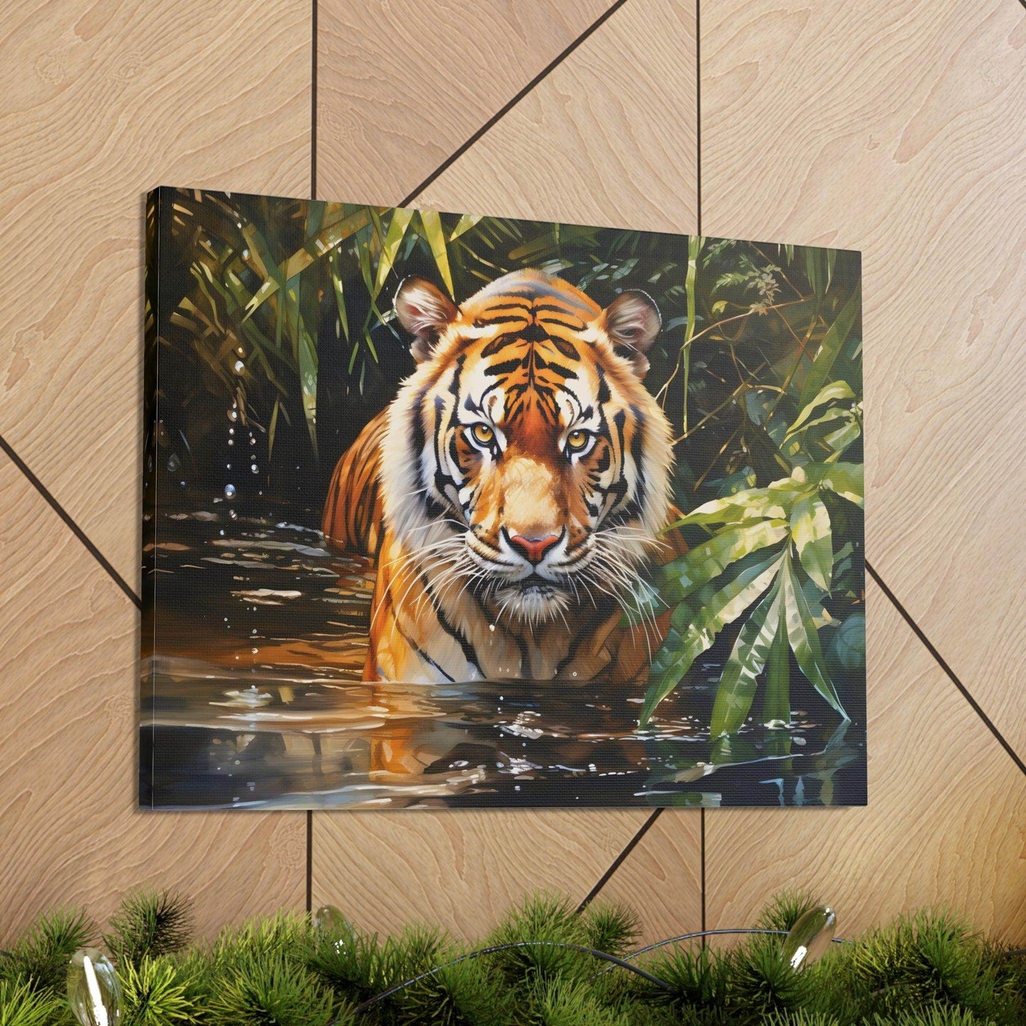 Watercolor Tiger In Nature Art Canvas Gallery Wraps Tiger Print Large Canvas Art Animal Wall Art minimalist Wall Art Lover Gift - Giftsmojo