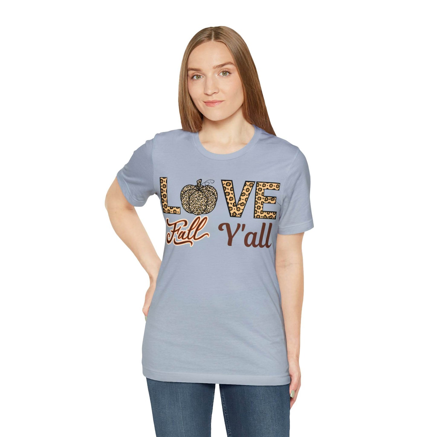 Leopard Print Love Fall Y'all Shirt, Pumpkin Shirt, Fall Shirt for Fall Lovers, Fall Gift - Giftsmojo