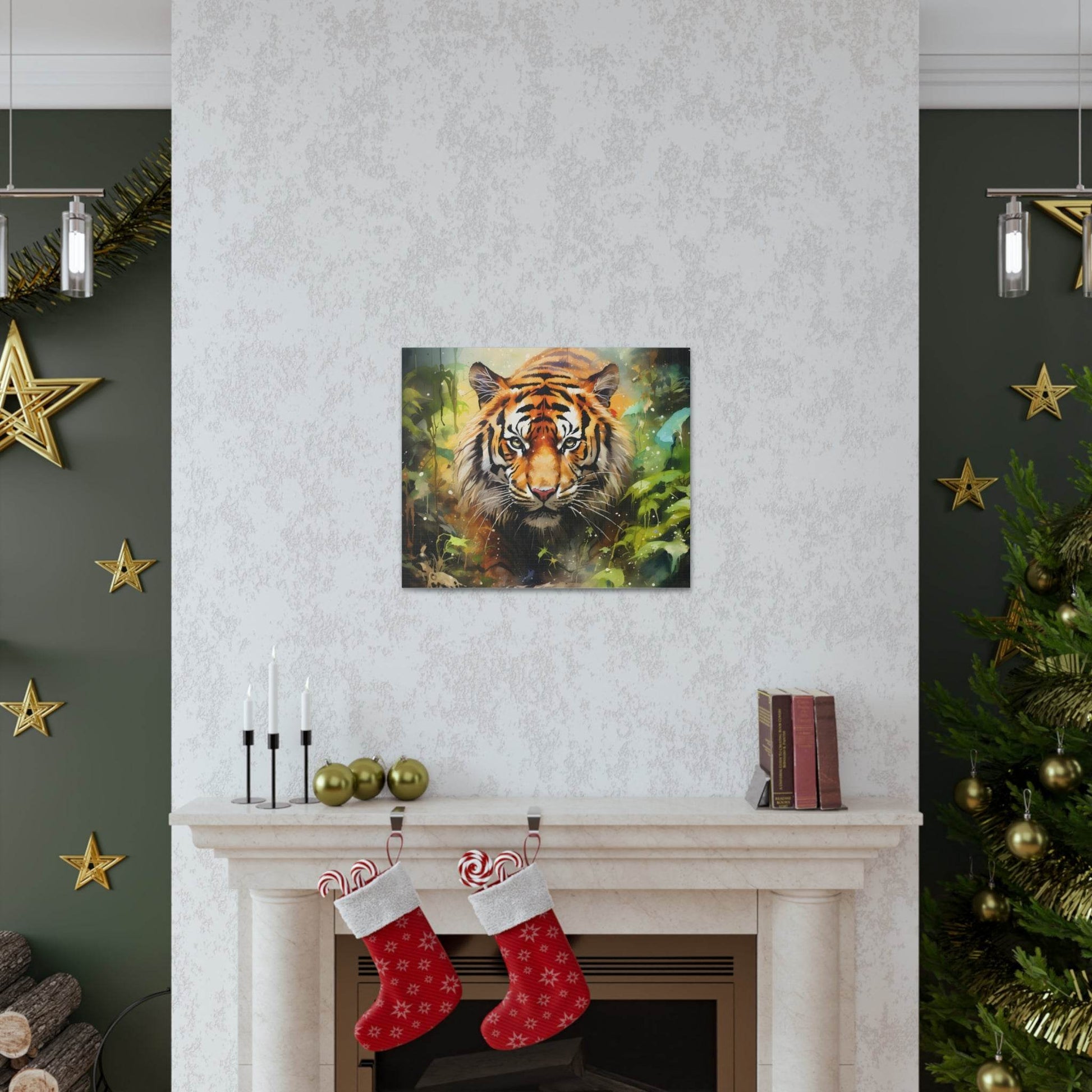 Watercolor Tiger In Nature Art Canvas Gallery Wraps Tiger Print Large Canvas Art Animal Wall Art minimalist Wall Art Lover Gift - Giftsmojo