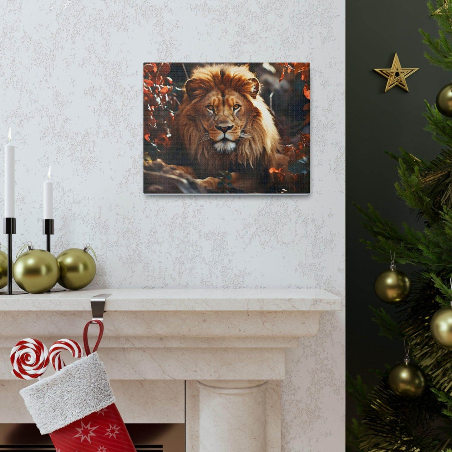 Lion In Nature Art Canvas Gallery Wraps Lion Print Large Canvas Art Animal Wall Art minimalist Wall Art Lover Gift - Giftsmojo