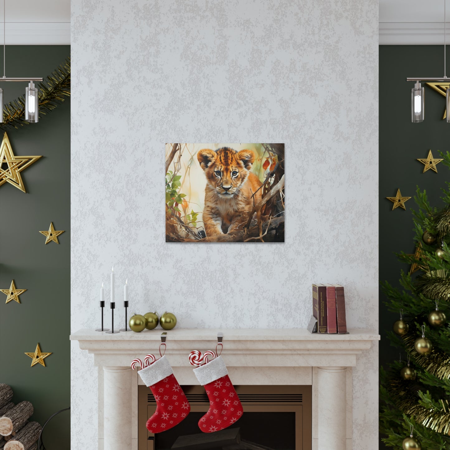 Watercolor Baby Lion In Nature Art Canvas Gallery Wraps Baby Lion Print Large Canvas Art Animal Wall Art minimalist Wall Art Lover Gift