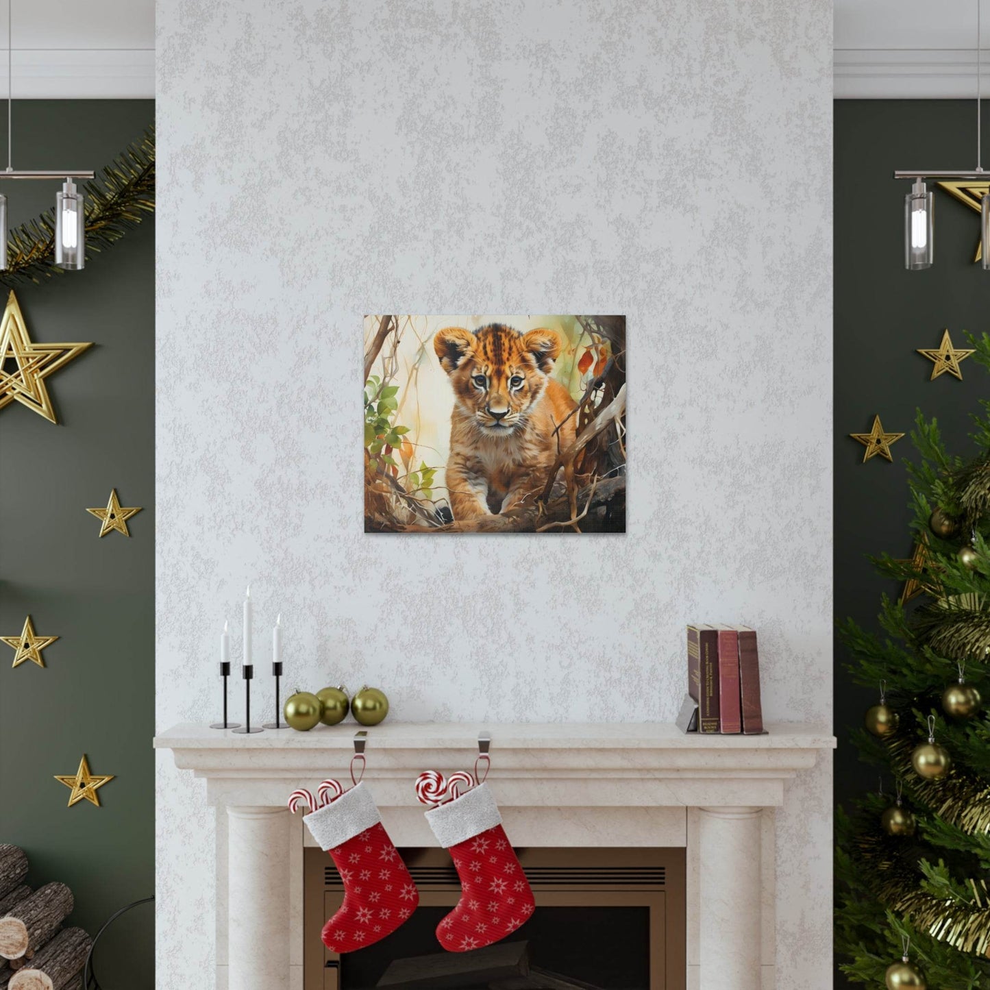 Watercolor Baby Lion In Nature Art Canvas Gallery Wraps Baby Lion Print Large Canvas Art Animal Wall Art minimalist Wall Art Lover Gift - Giftsmojo