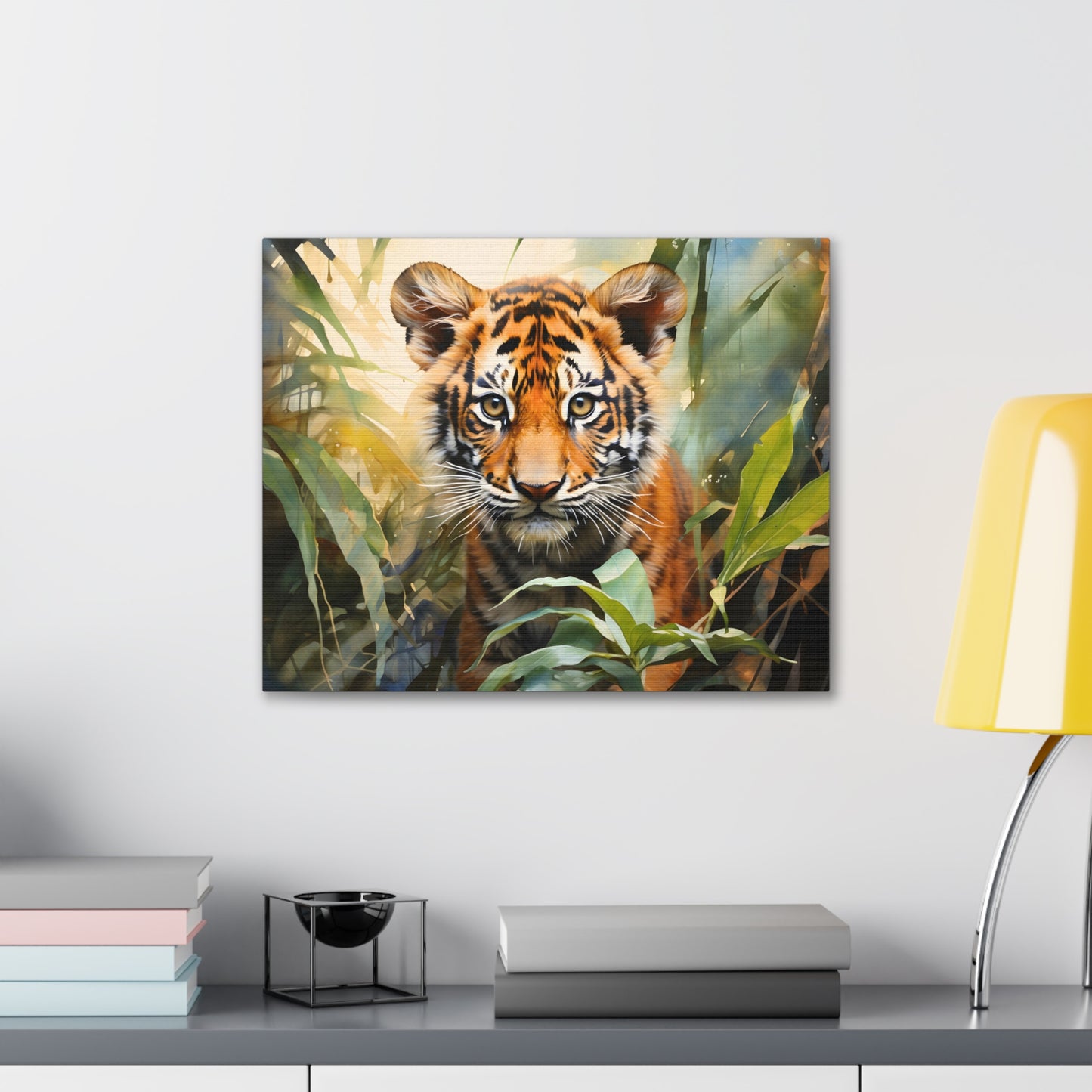 Watercolor Baby Tiger In Nature Art Canvas Gallery Wraps Tiger Print Large Canvas Art Animal Wall Art minimalist Wall Art Lover Gift