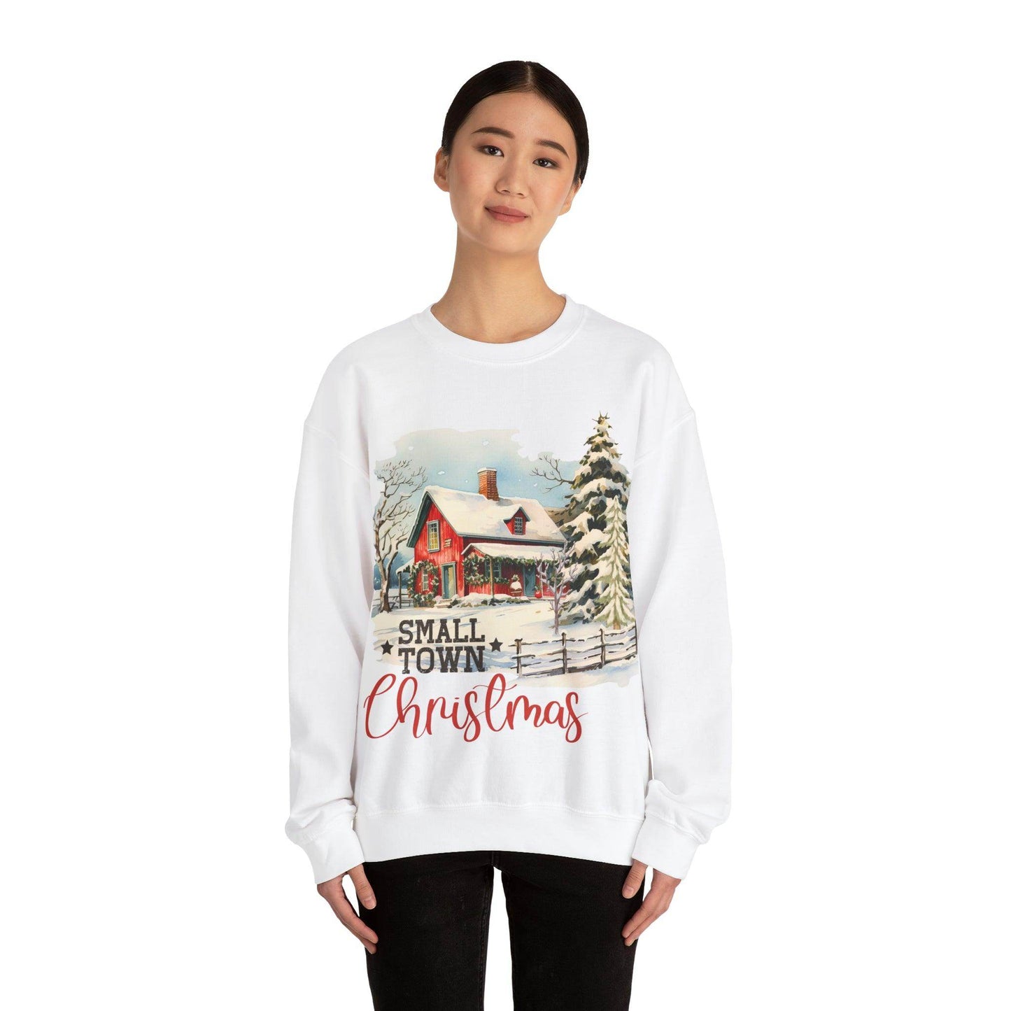Small Town Christmas Sweatshirt Christmas on The Farm Sweatshirt Mooey Christmas Farm Sweatshirt Christmas Sweater Trendy Christmas Shirt Farmers - Giftsmojo