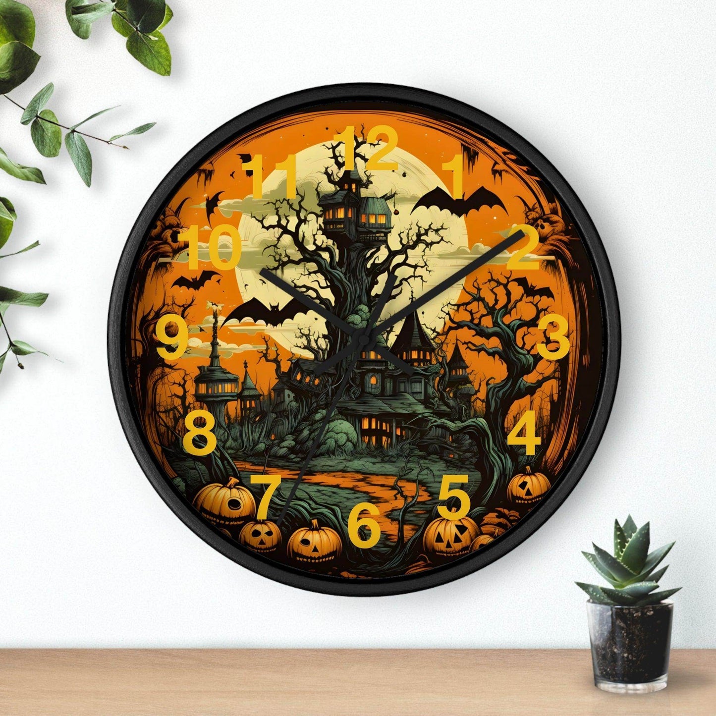 Halloween decor Halloween Ghost Wall Clock Halloween Wall Clocks Halloween Clock Fall Clock Halloween Decor - Giftsmojo