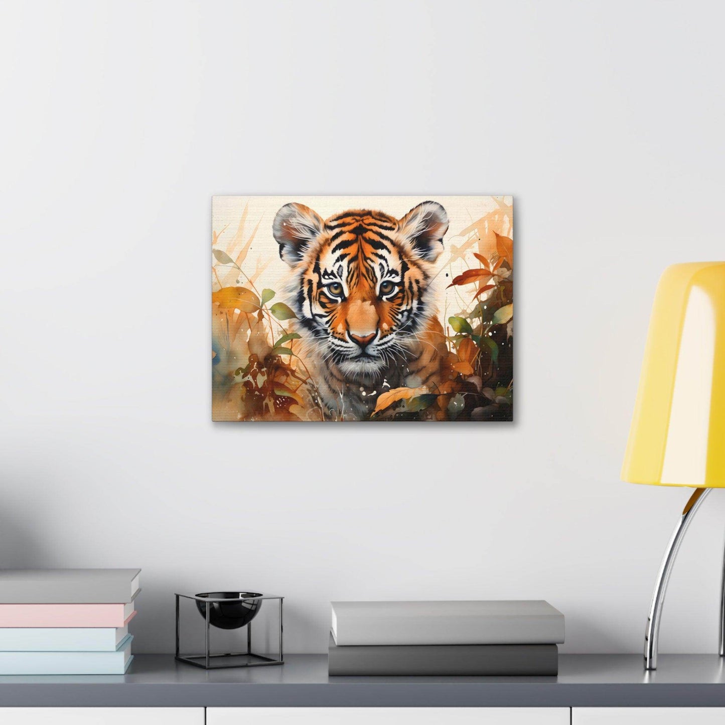 Watercolor Baby Tiger In Nature Art Canvas Gallery Wraps Tiger Print Large Canvas Art Animal Wall Art minimalist Wall Art Lover Gift - Giftsmojo